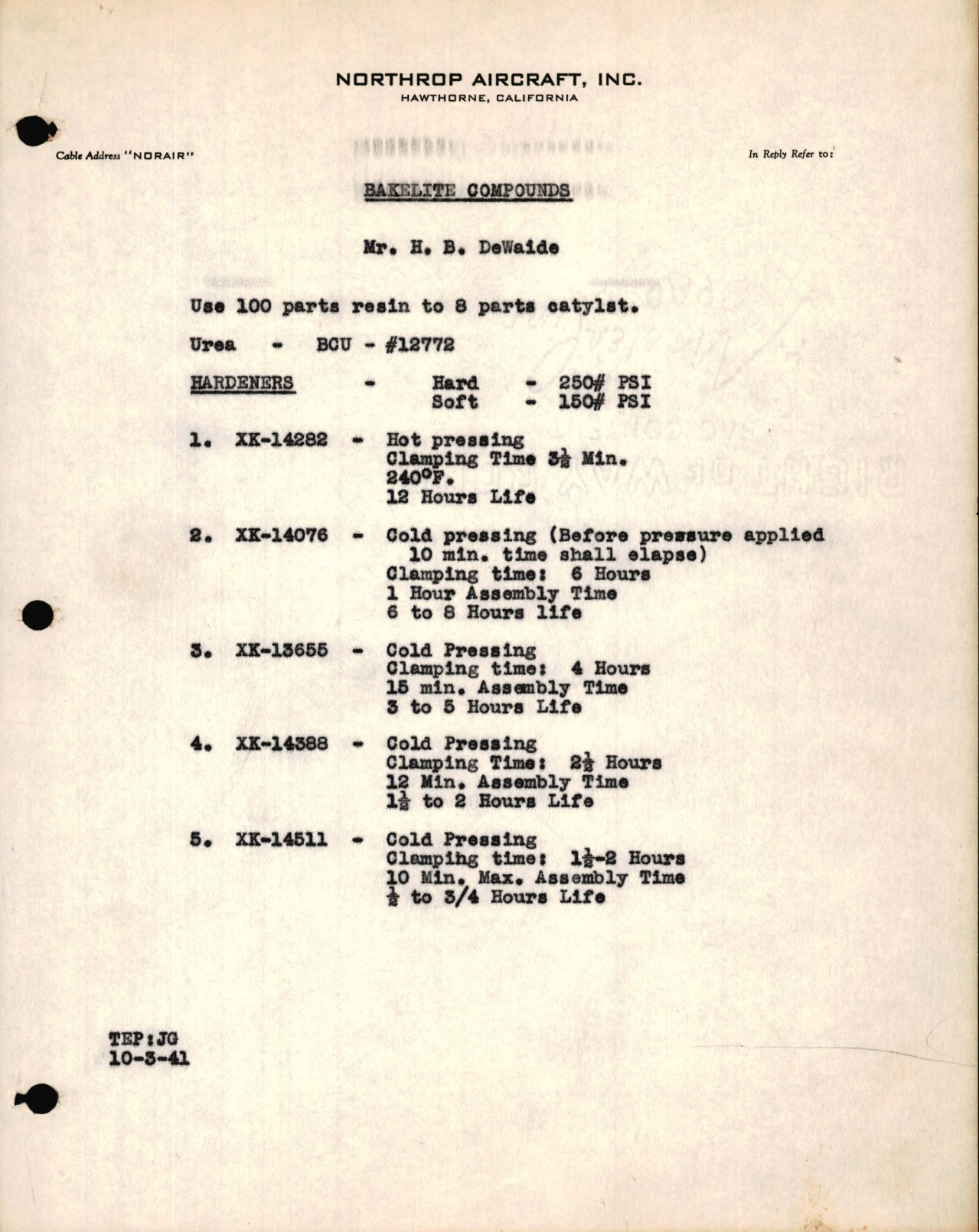 Sample page 1 from AirCorps Library document: Bakelite Compounds Specs 