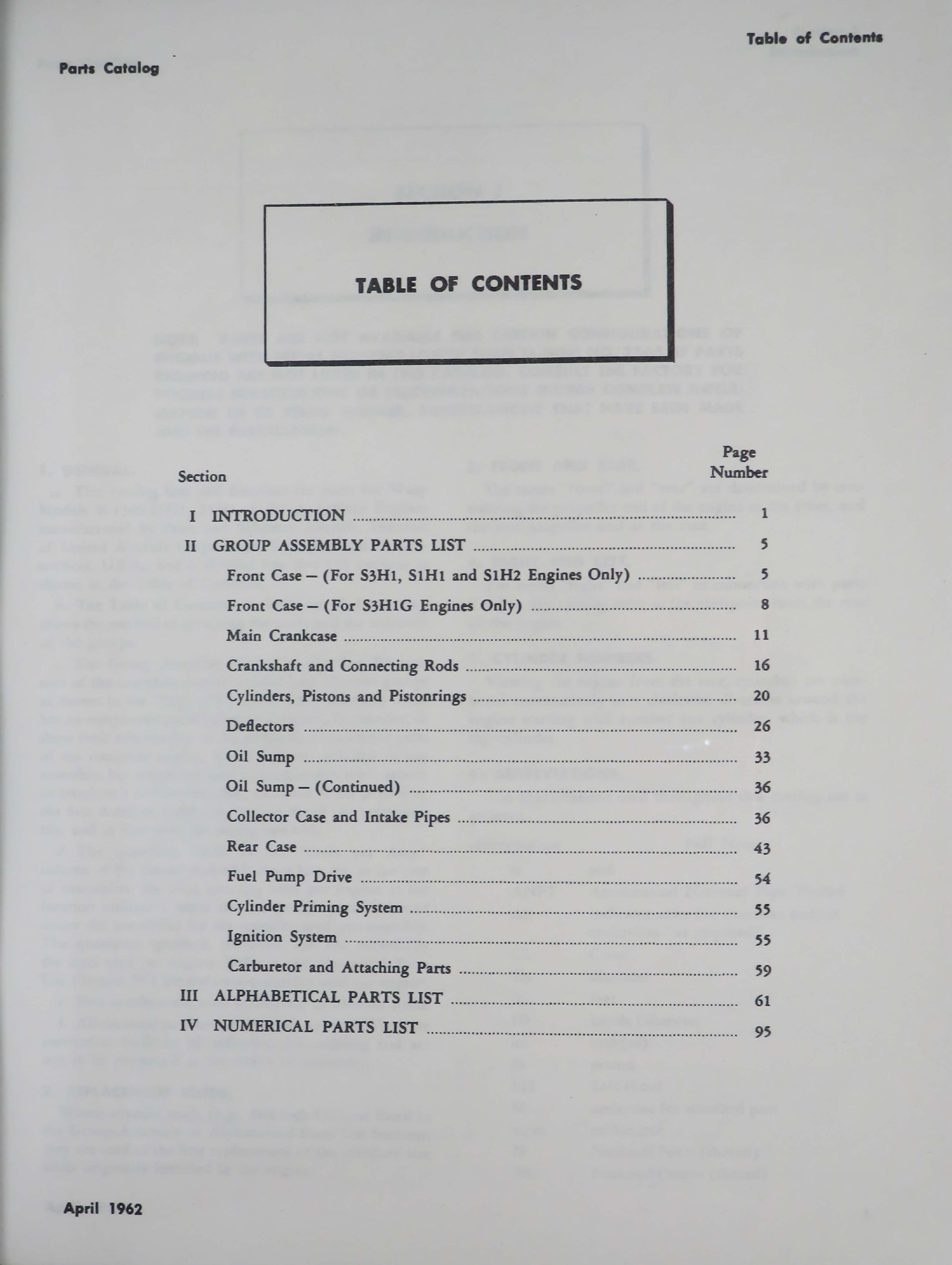 Sample page 5 from AirCorps Library document: Illustrated Parts Catalog for WASP S3H1, S1H2, and S3H1G Engines