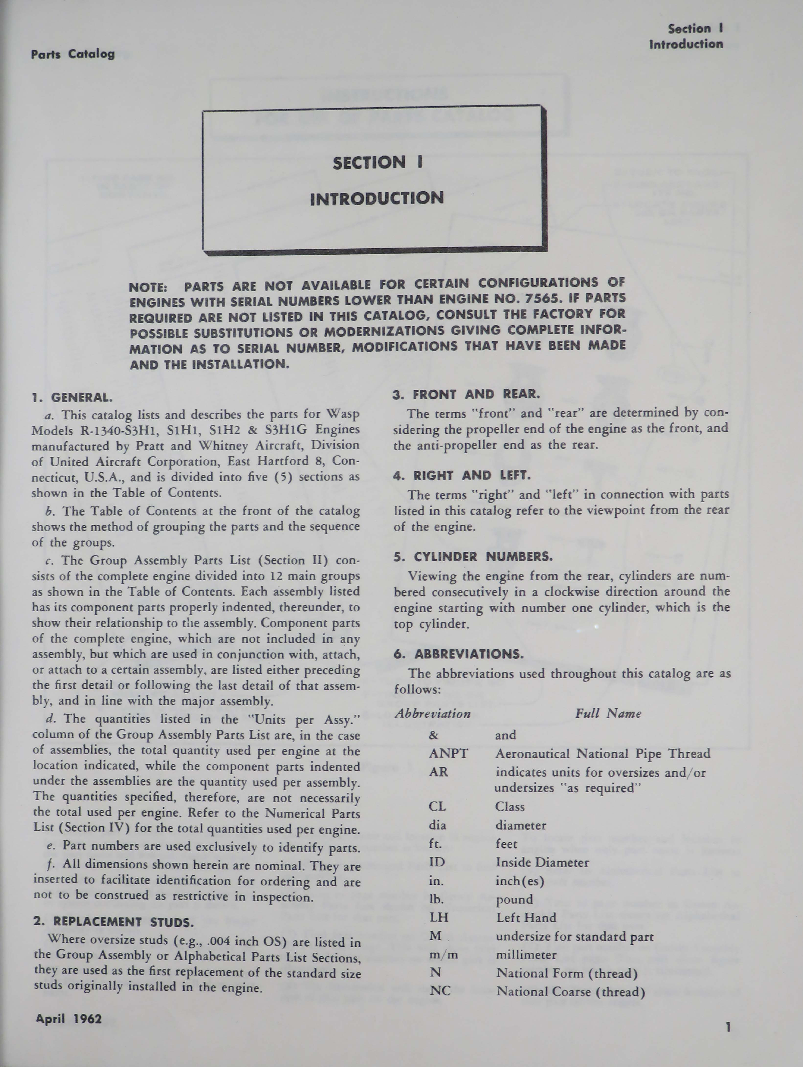 Sample page 7 from AirCorps Library document: Illustrated Parts Catalog for WASP S3H1, S1H2, and S3H1G Engines