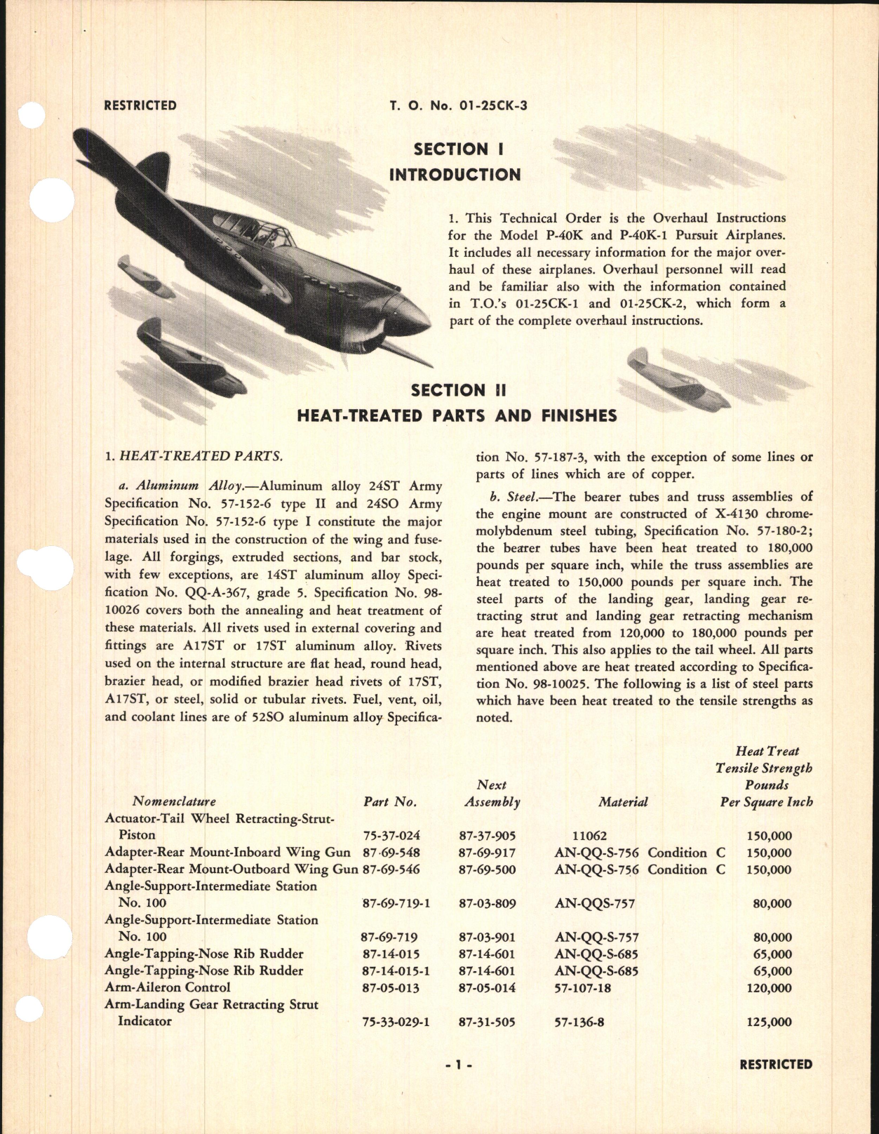 Sample page 7 from AirCorps Library document: Overhaul Instructions for the P-40K and P-40K-1 Fighter Airplanes