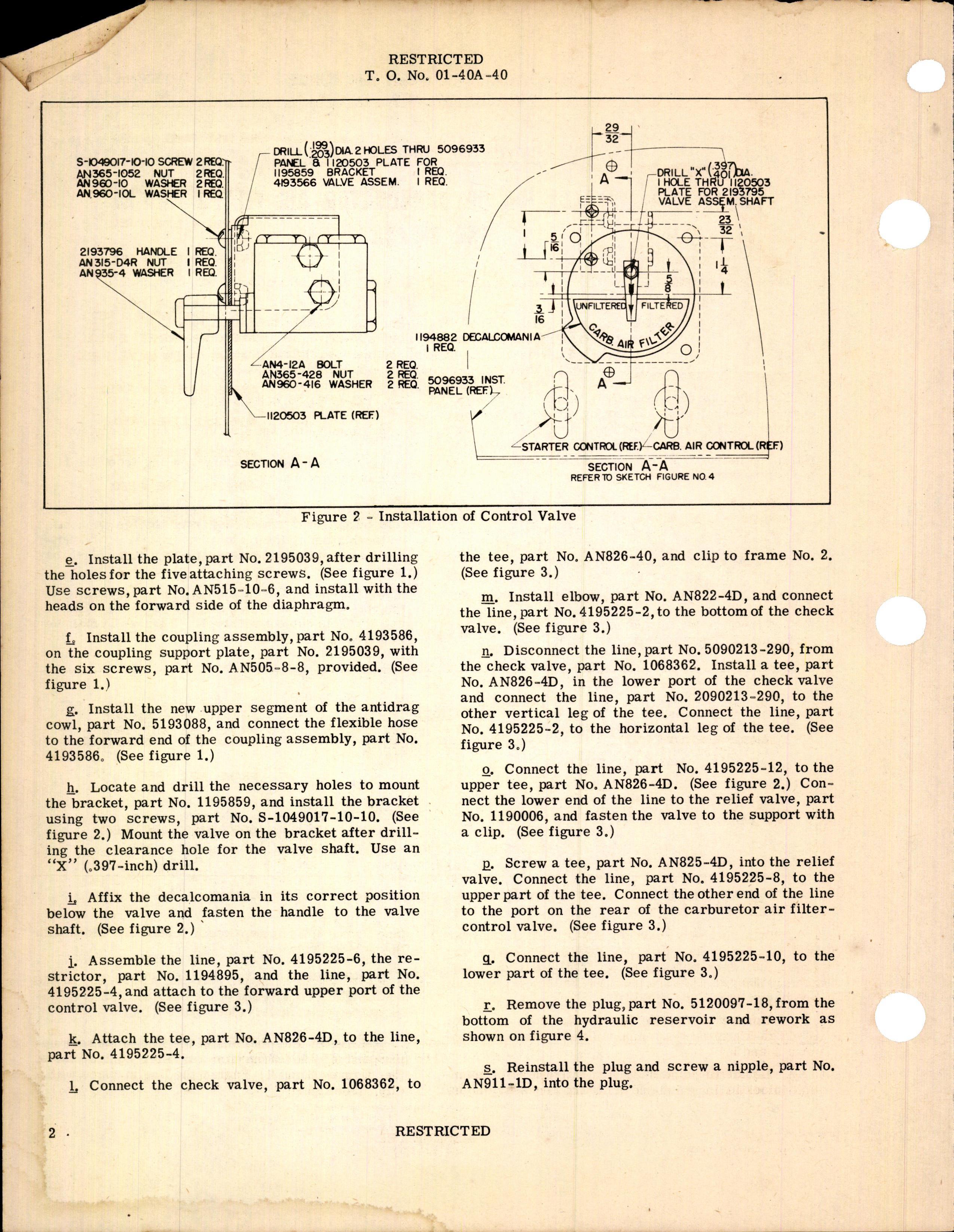 Sample page 2 from AirCorps Library document: Installation of Carburetor Air Filter for RA-24 and RA-24A