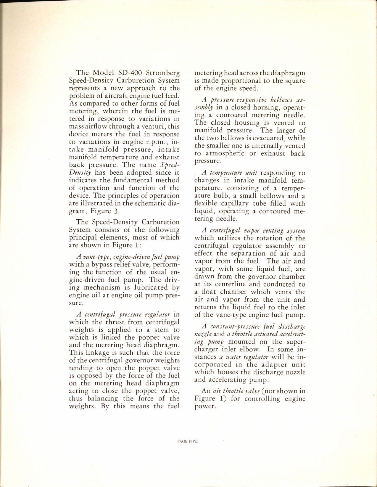 Sample page 5 from AirCorps Library document: Speed-Density Stromberg Carburetion System Model SD-400