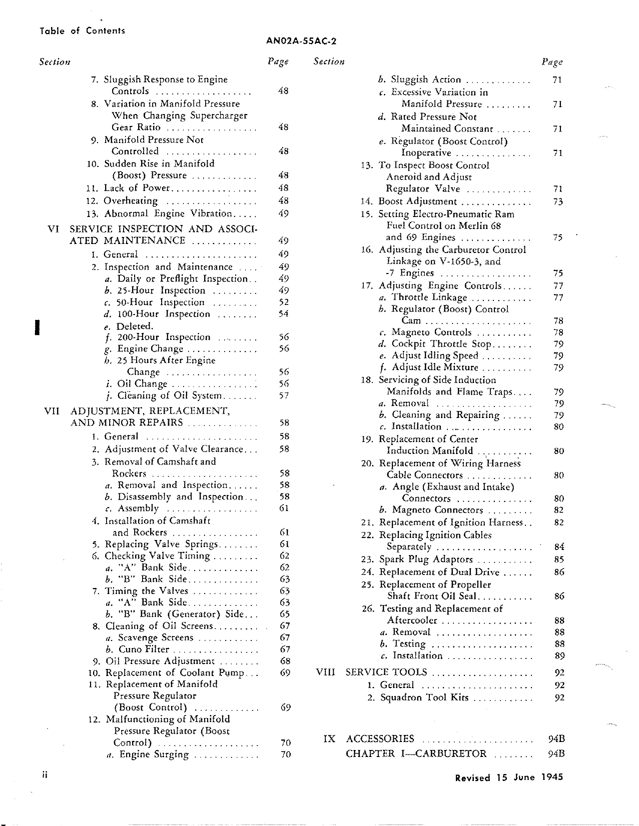 Sample page 4 from AirCorps Library document: Service Instructions for Models V-1650-3, -7, and Merlin 68 and 69 Aircraft Engines