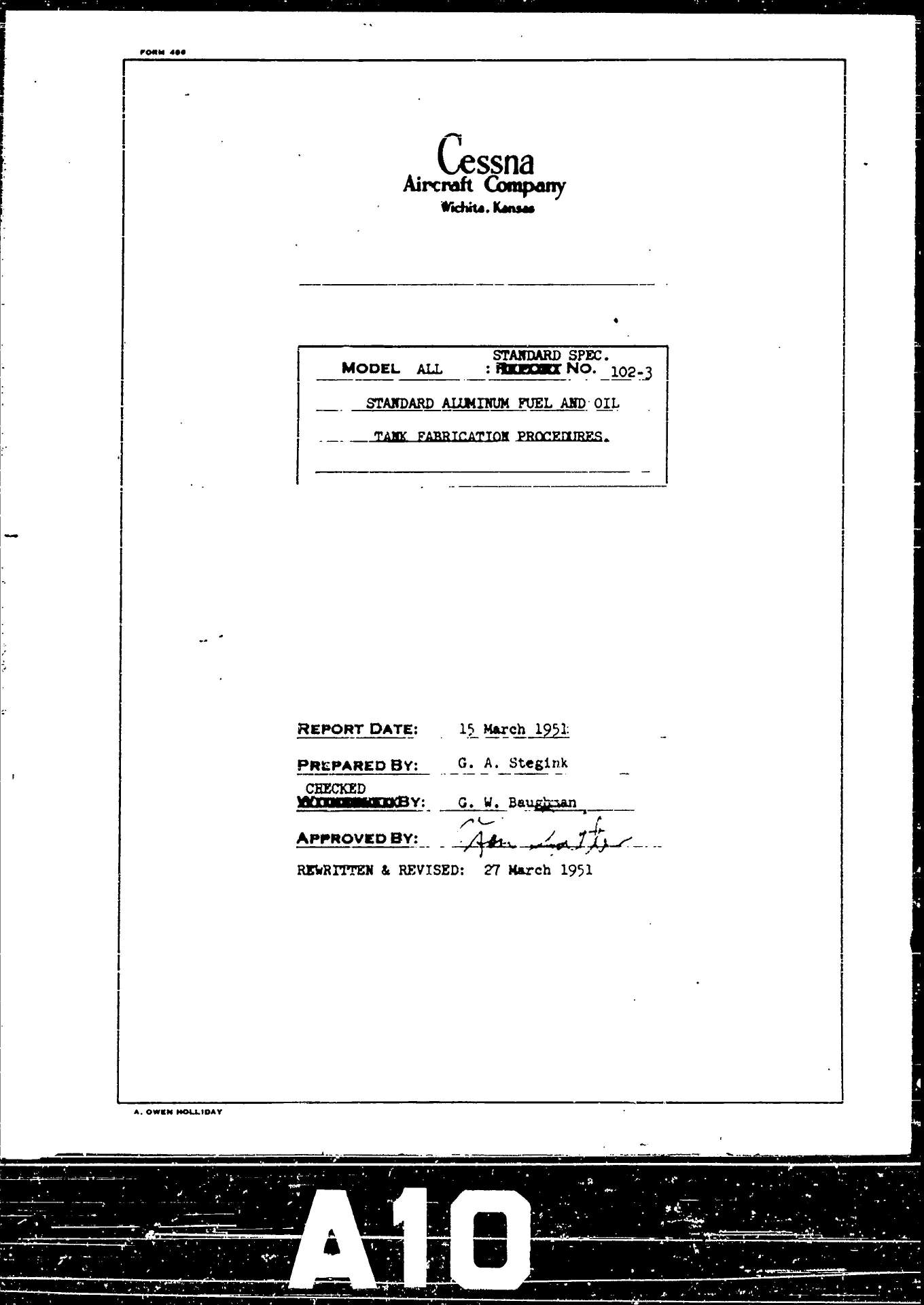 Sample page 1 from AirCorps Library document: Standard Aluminum Fuel and Oil Tank Fabrication Procedures