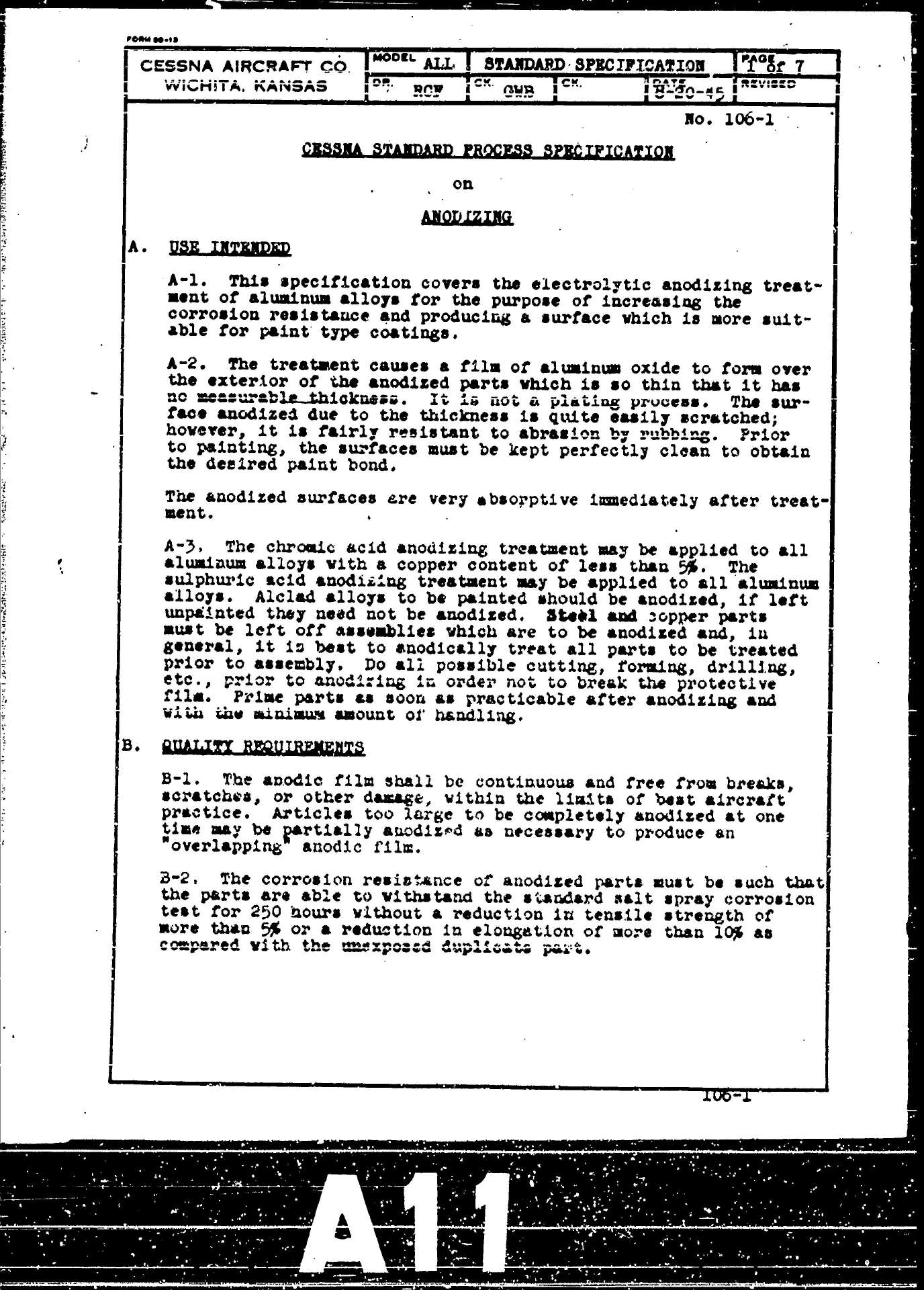 Sample page 2 from AirCorps Library document: Process Specification on Anodizing