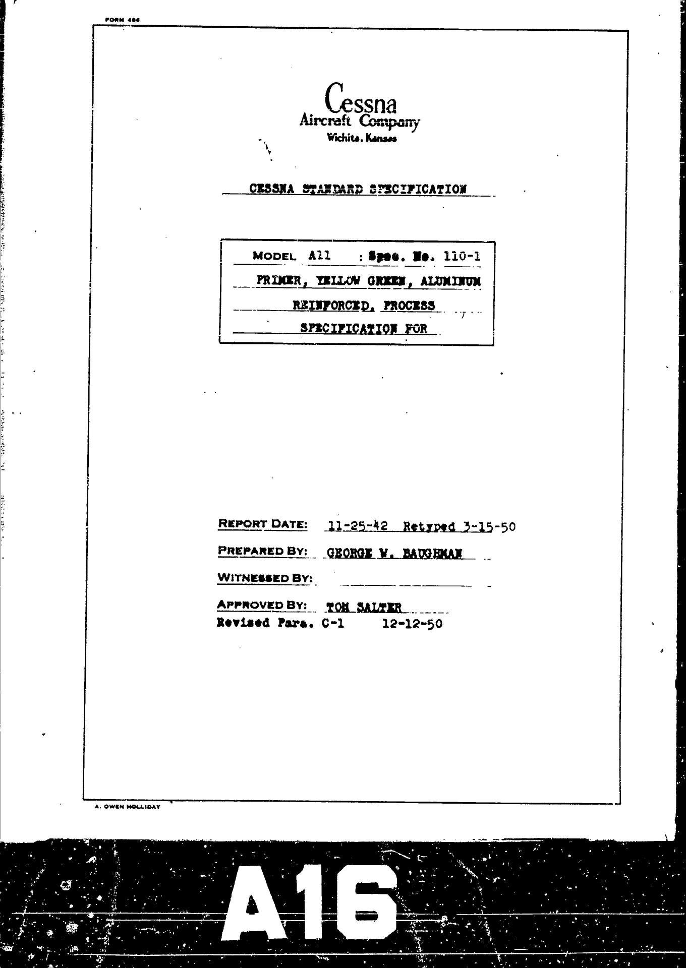 Sample page 1 from AirCorps Library document: Process Specification for Reinforced Primer, Yellow Green, Aluminum