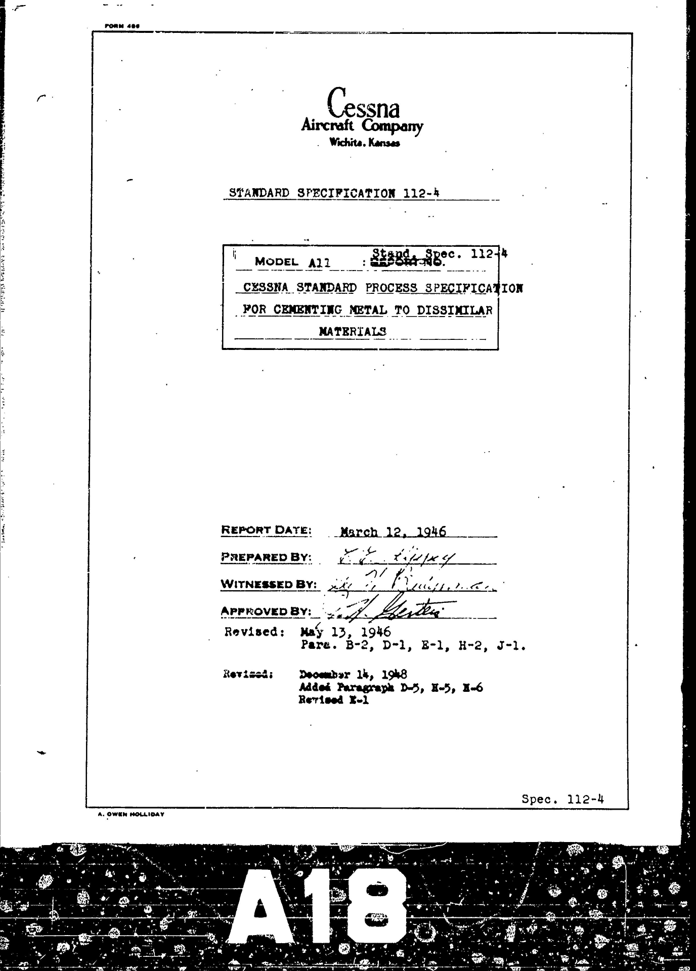 Sample page 1 from AirCorps Library document: Process Specification for Cementing Metal to Dissimilar Materials