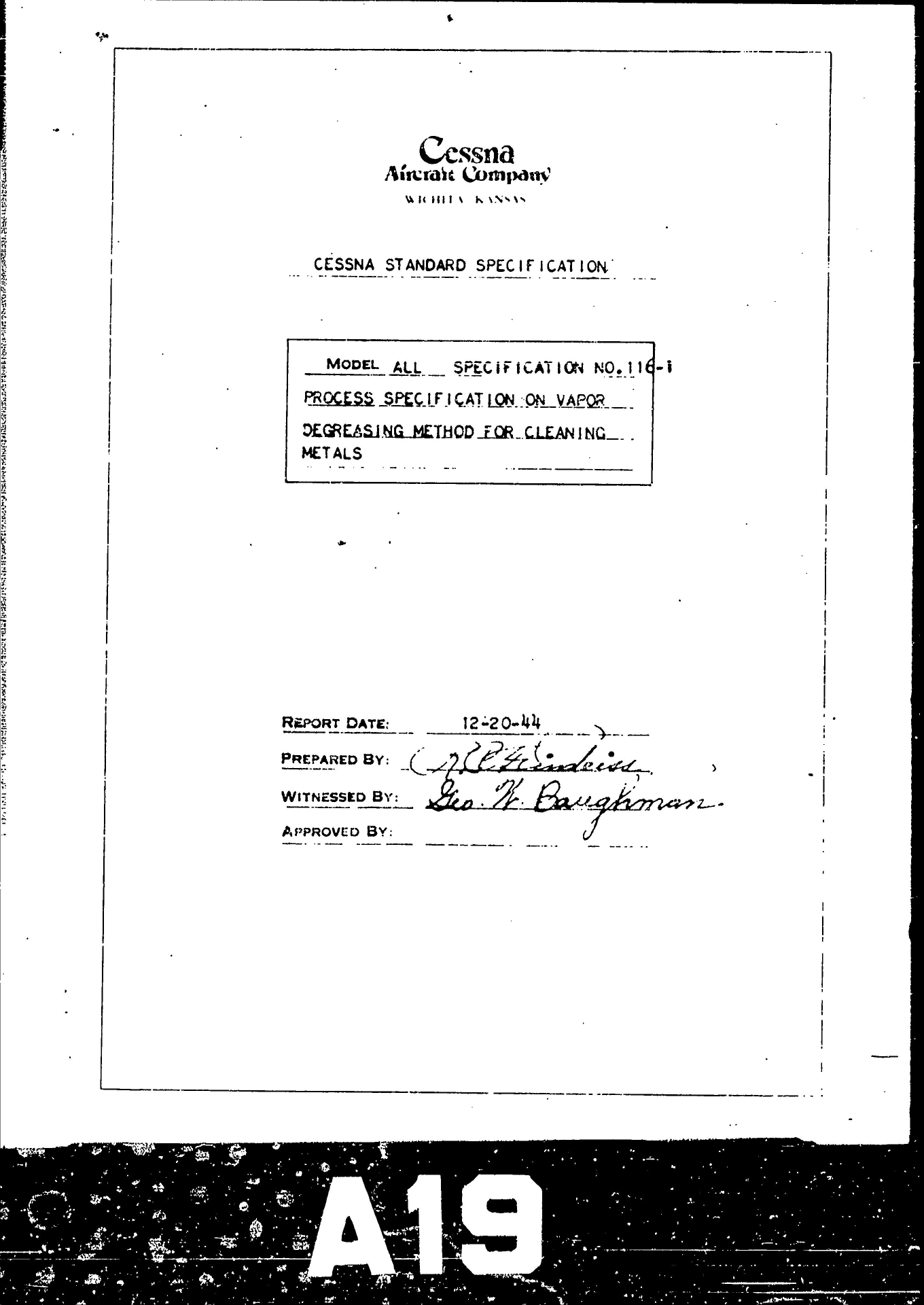 Sample page 1 from AirCorps Library document: Process Specification on Vapor Degreasing Method for Cleaning Metals