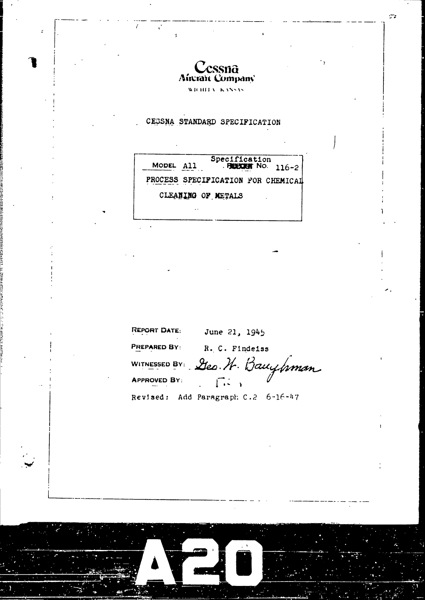 Sample page 1 from AirCorps Library document: Process Specification for Chemical Cleaning of Metals