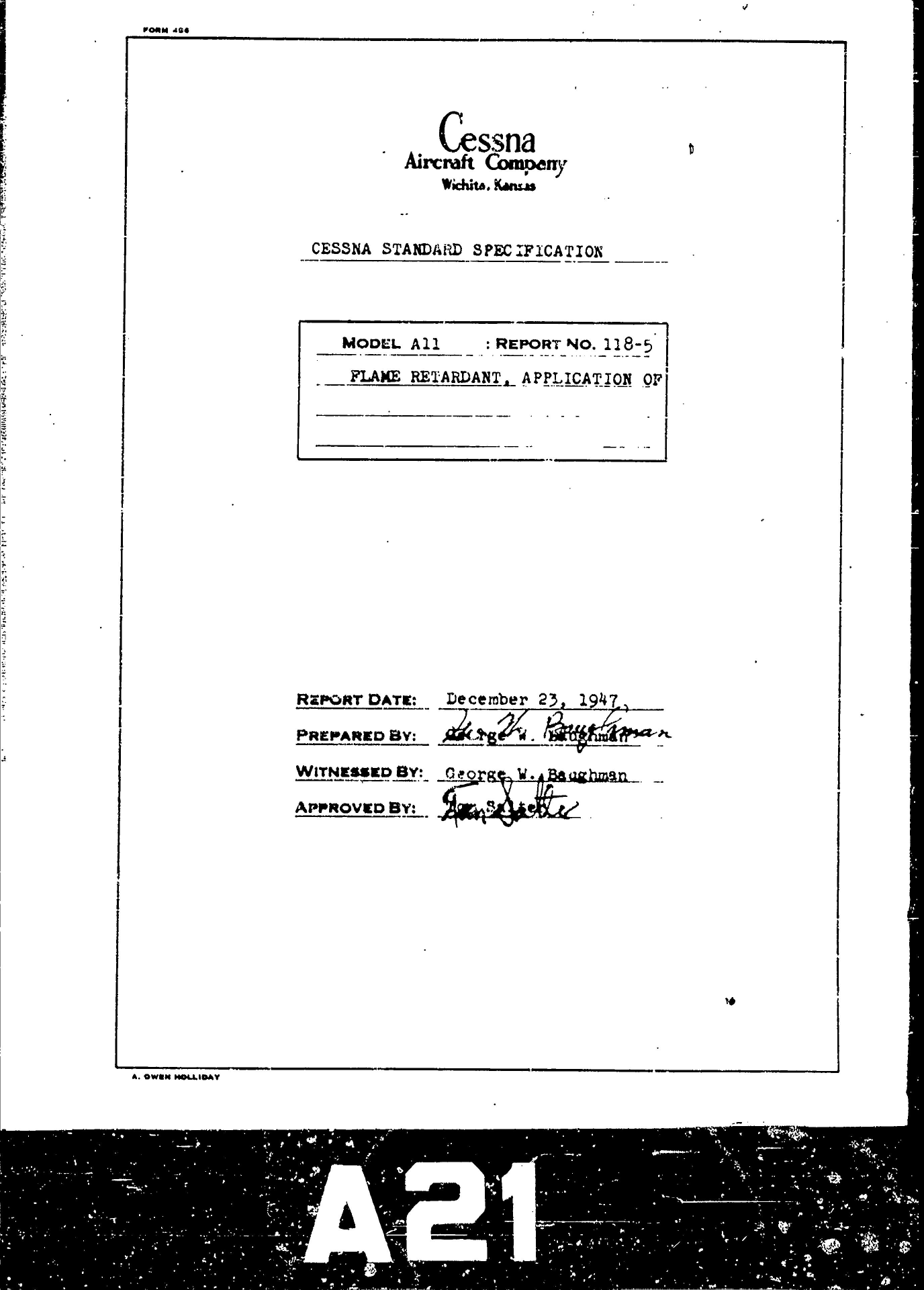 Sample page 1 from AirCorps Library document: Application of Flame Retardant