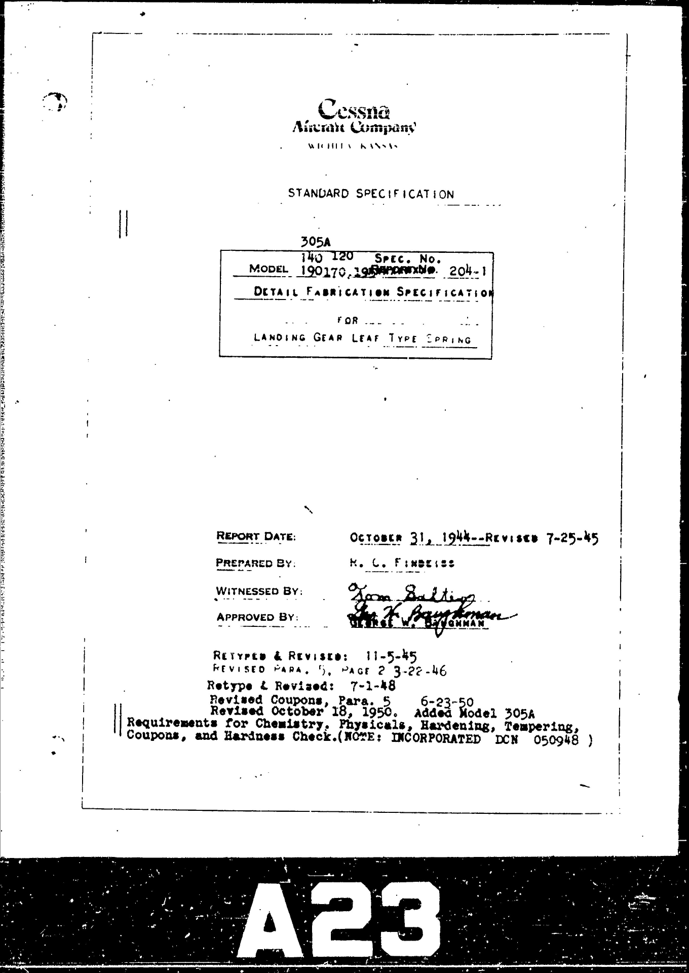 Sample page 1 from AirCorps Library document: Detail Fabrication Spec for Landing Gear Leaf Type Spring