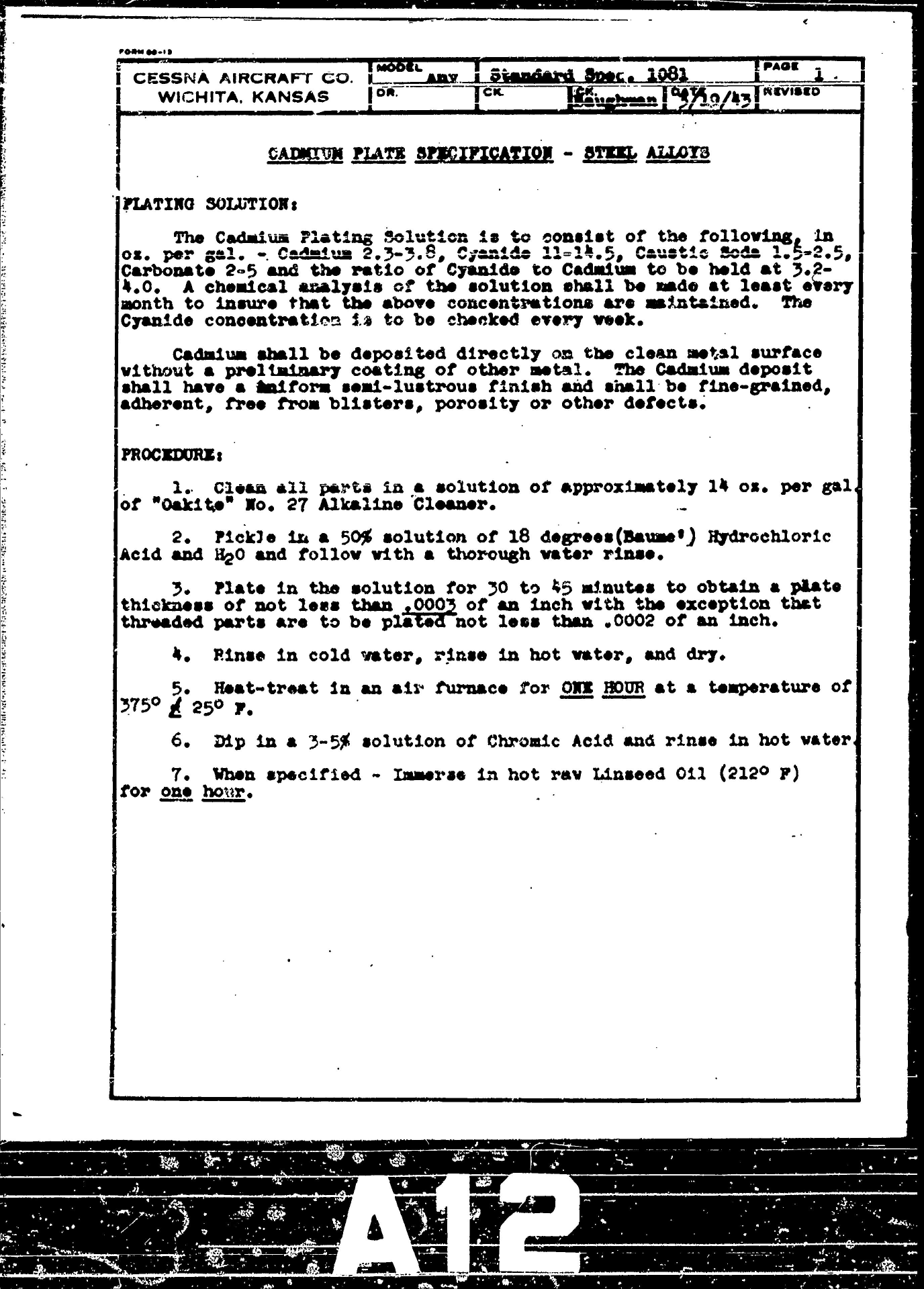 Sample page 1 from AirCorps Library document: Cadmium Plate Specification for Steel Alloys