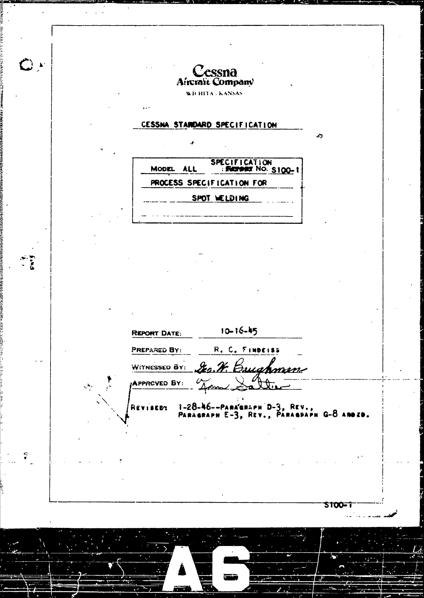 Sample page 1 from AirCorps Library document: Process Specification for Spot Welding