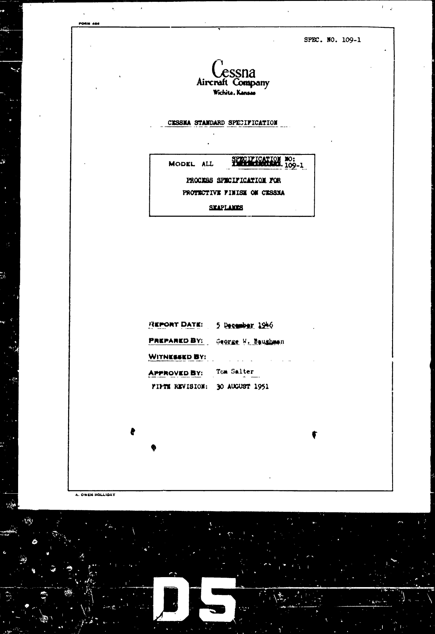 Sample page 1 from AirCorps Library document: Process Specification for Protective Finish on Cessna Seaplanes