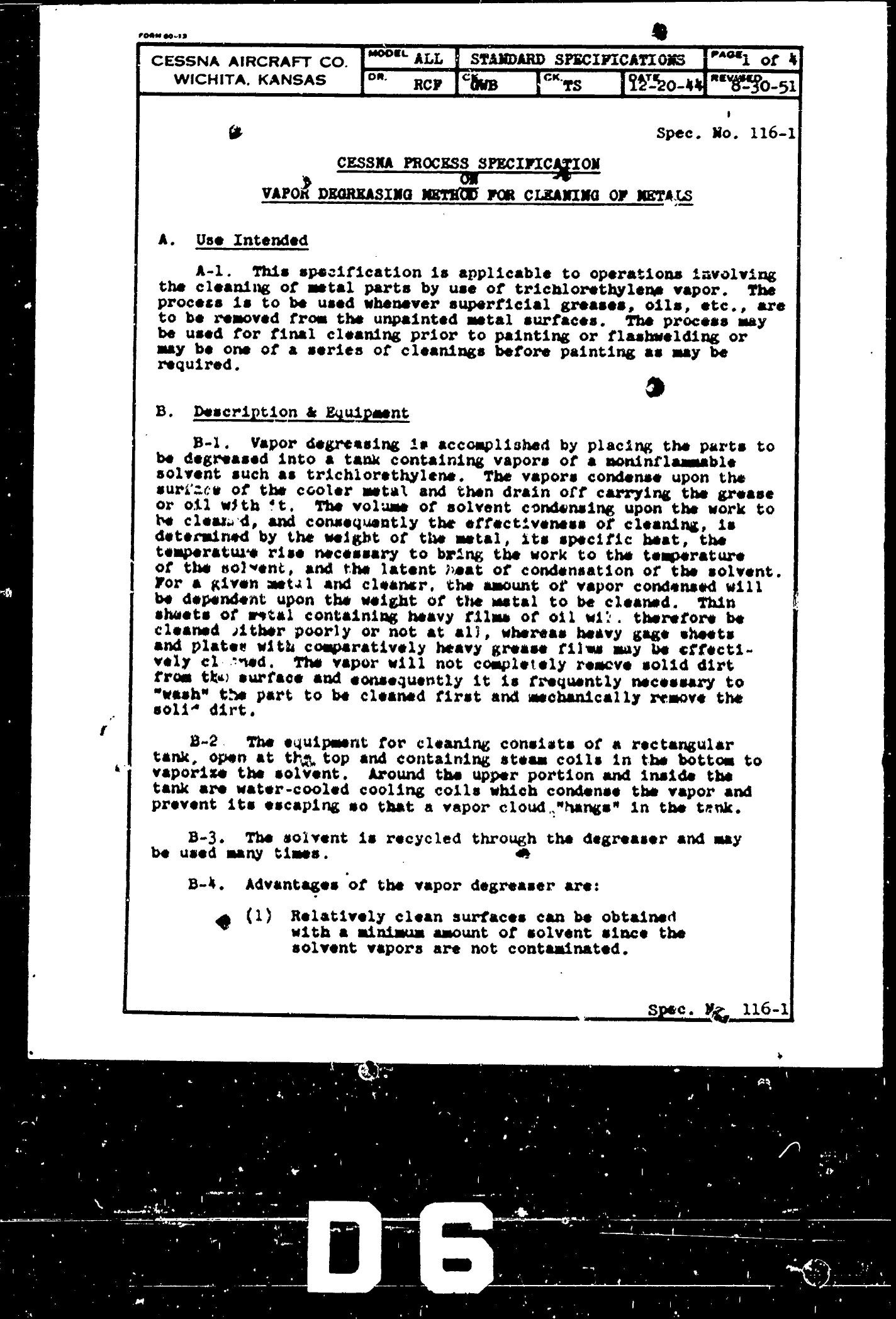 Sample page 2 from AirCorps Library document: Process Specification on Vapor Degreasing Method for Cleaning Metals