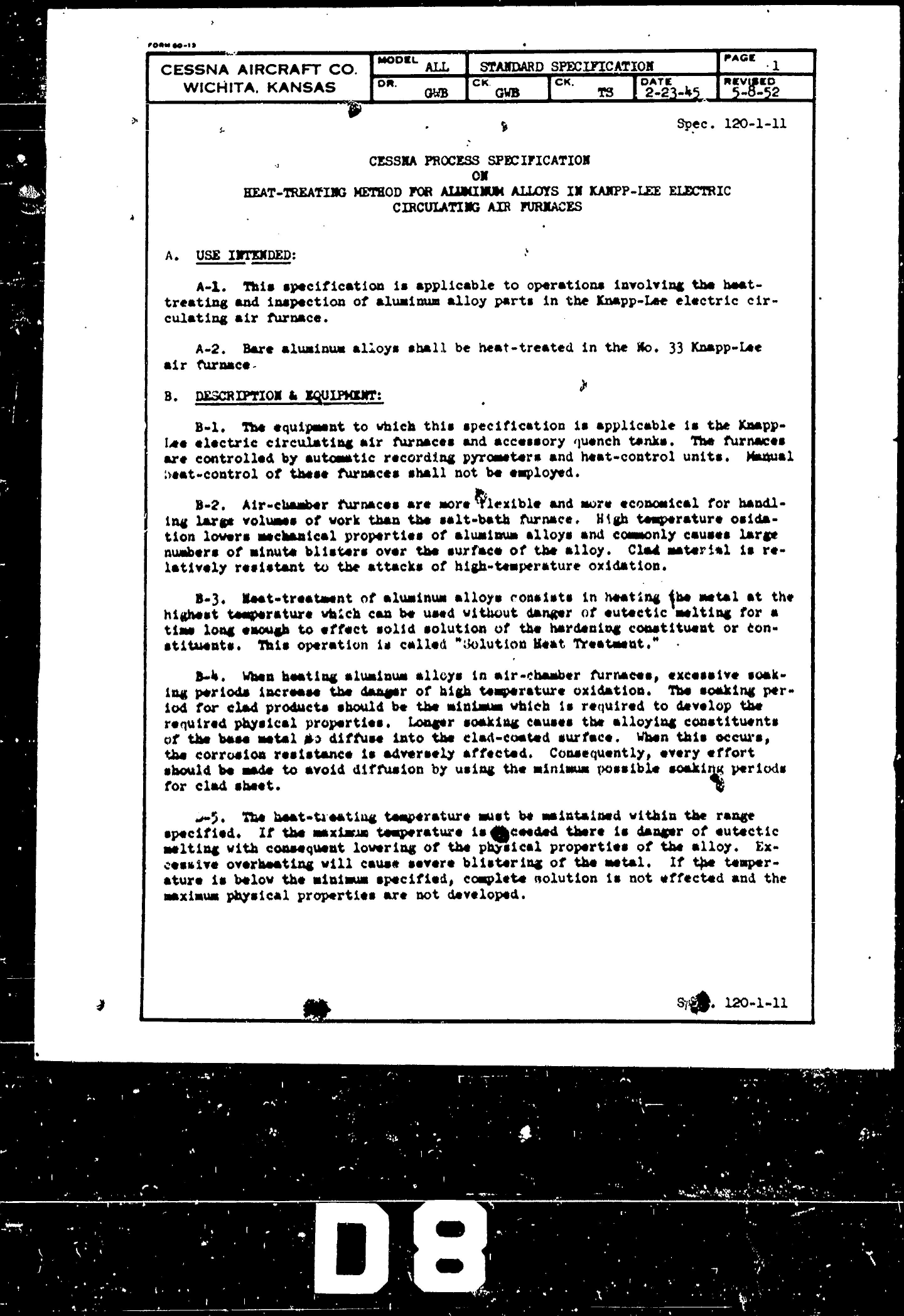 Sample page 2 from AirCorps Library document: Process Specification on Heat Treating Method for Aluminum Alloys in Knapp-Lee Electric Circulating Air Furnace