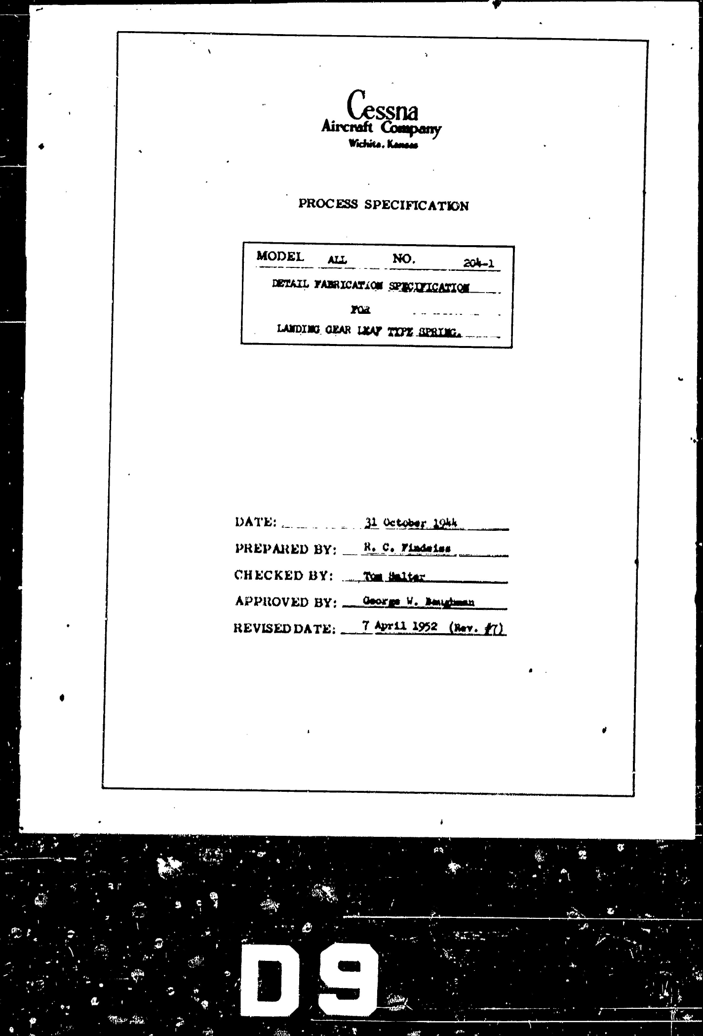 Sample page 1 from AirCorps Library document: Detail Fabrication Specification for Landing Gear Leaf Type Spring