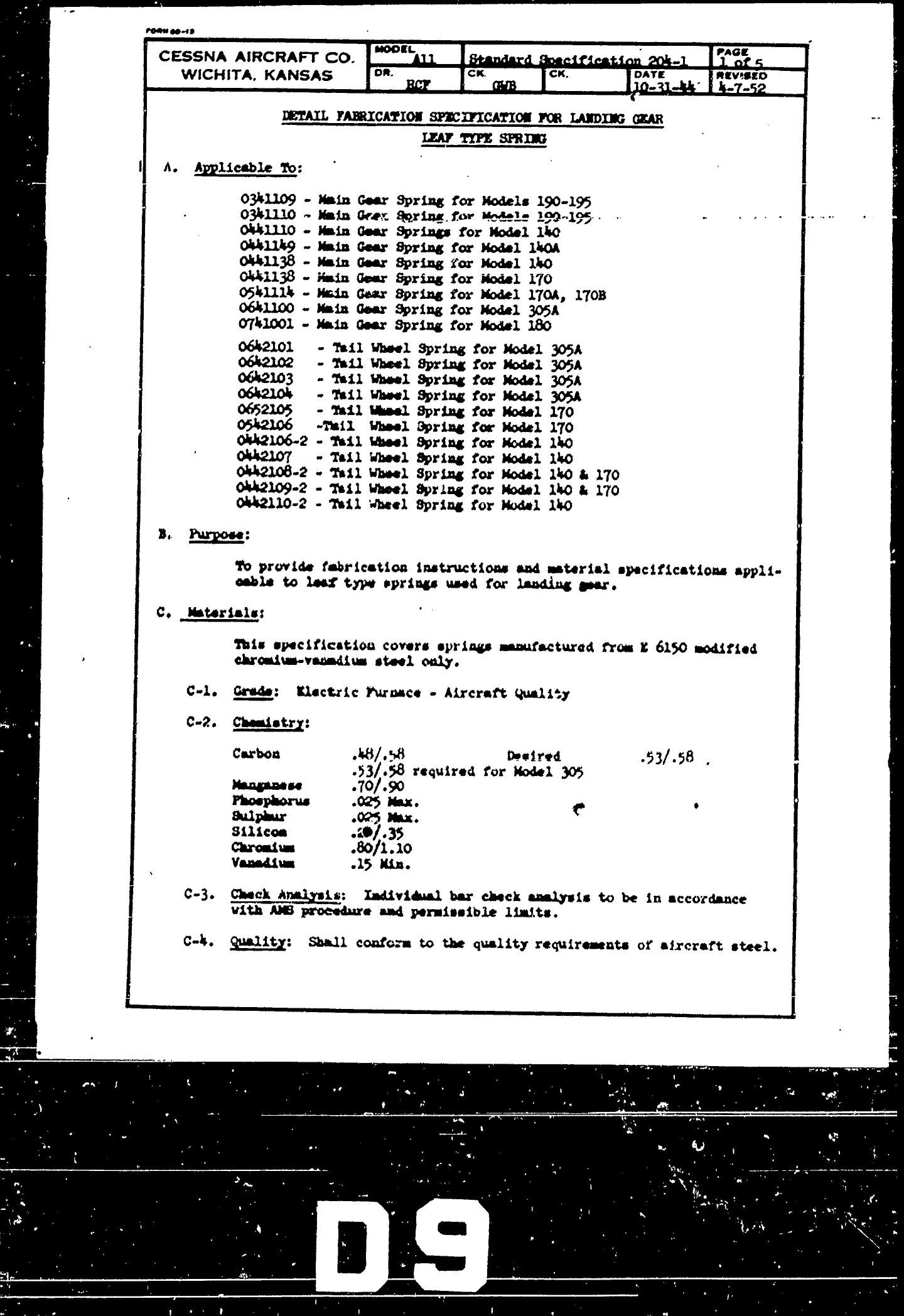 Sample page 2 from AirCorps Library document: Detail Fabrication Specification for Landing Gear Leaf Type Spring