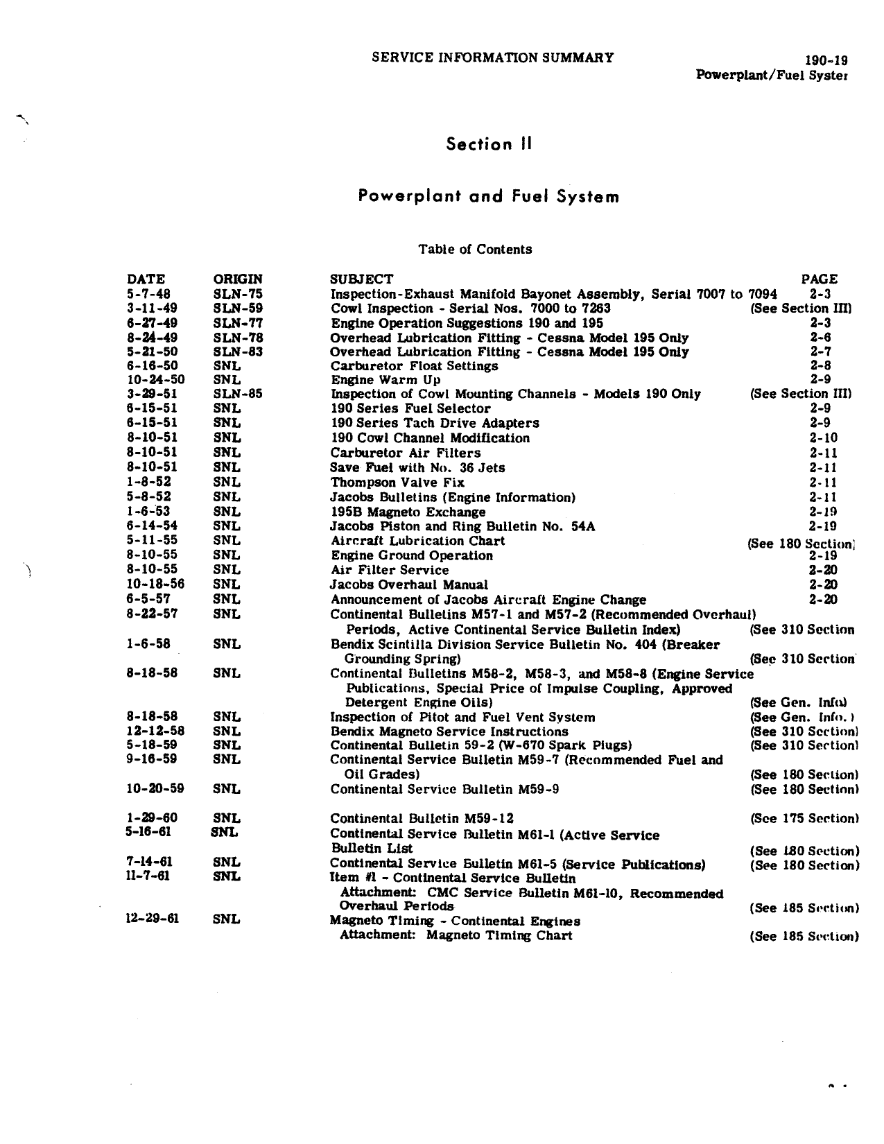 Sample page 3 from AirCorps Library document: Service Information Summary for Cessna 195