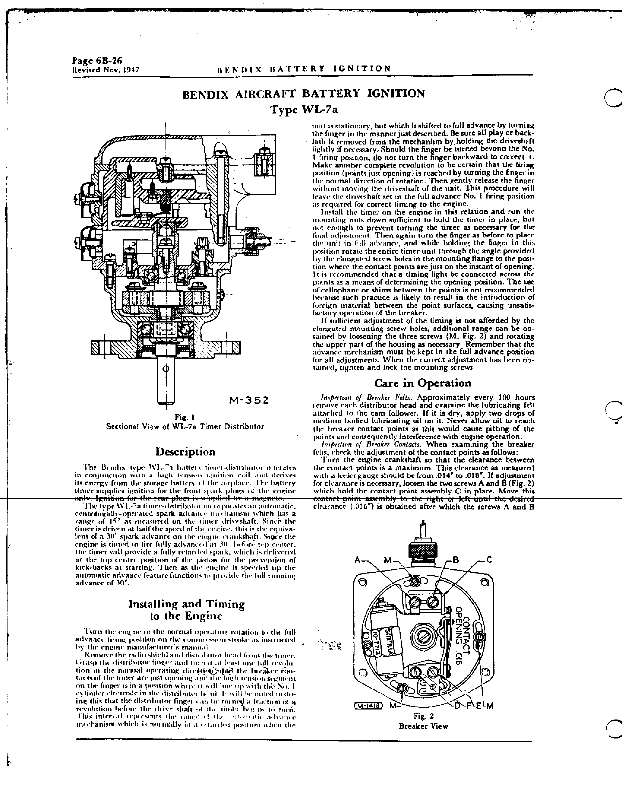 Sample page 2 from AirCorps Library document: Service Instructions and Parts List for Bendix Battery Ignition Type WL-7A Battery Timer