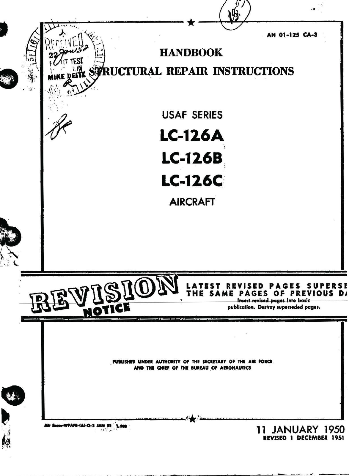 Sample page 1 from AirCorps Library document: Structural Repair Inst for LC-126A, B, and C