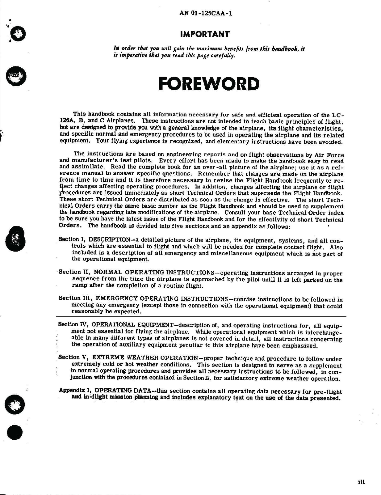 Sample page 5 from AirCorps Library document: Flight Operating Instructions for LC-126A, B, and C