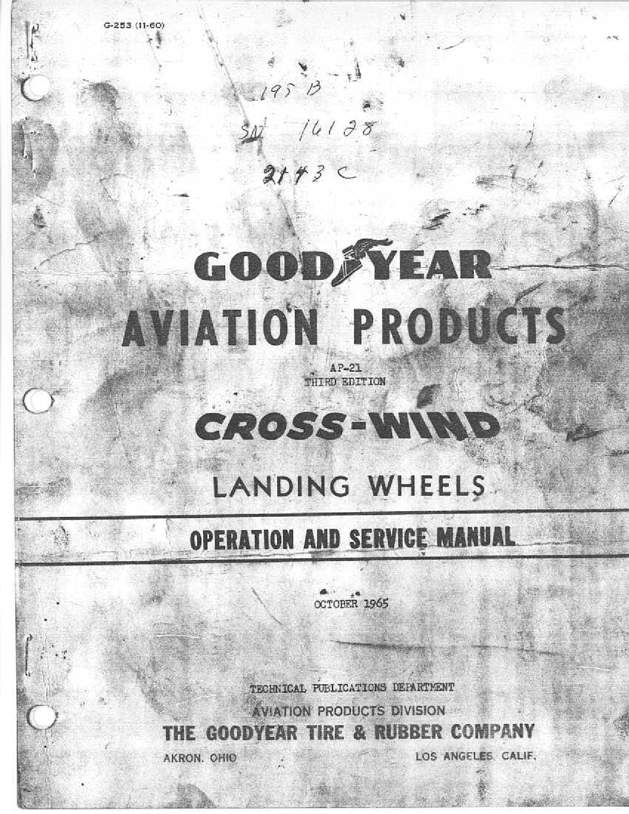 Sample page 1 from AirCorps Library document: Operation and Service Manual for Goodyear Cross-Wind Landing Wheels