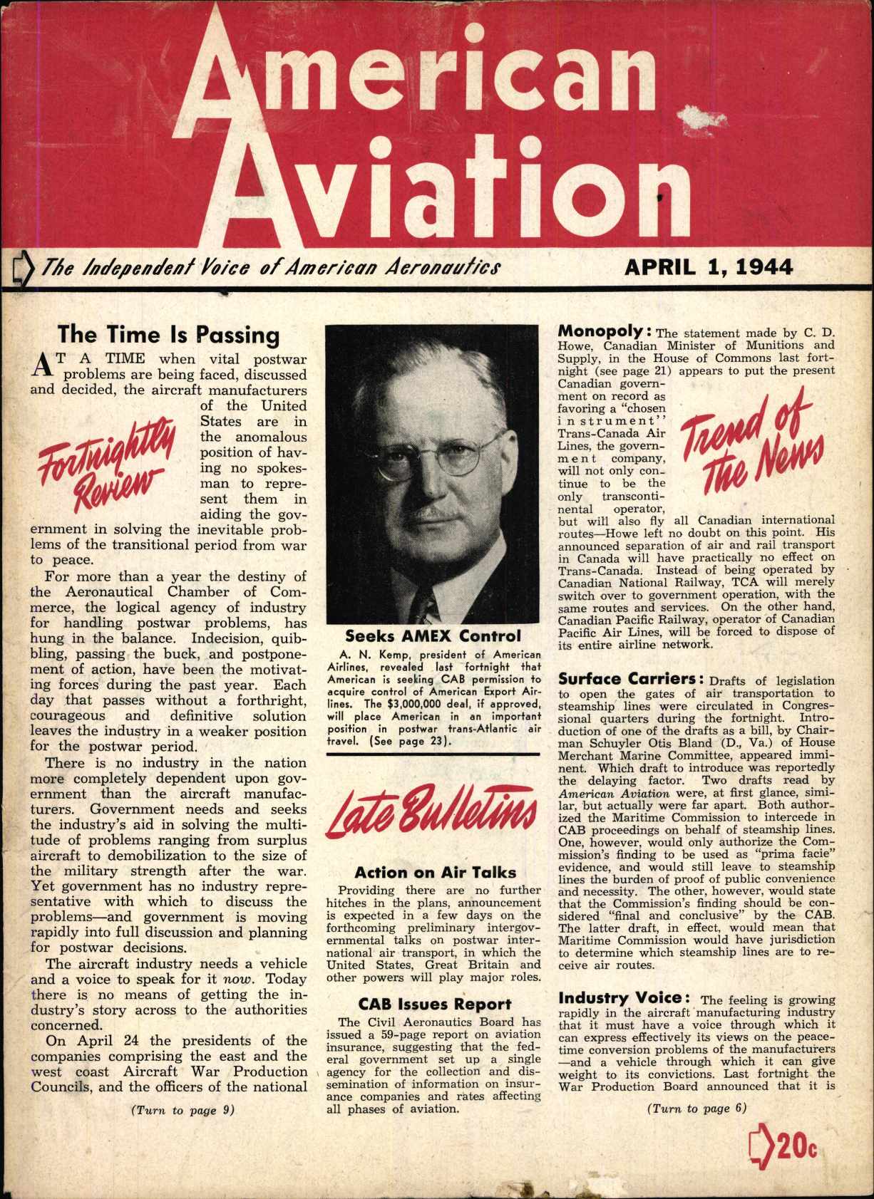 Sample page 1 from AirCorps Library document: American Aviation Magazine - Volume 7 - No. 21
