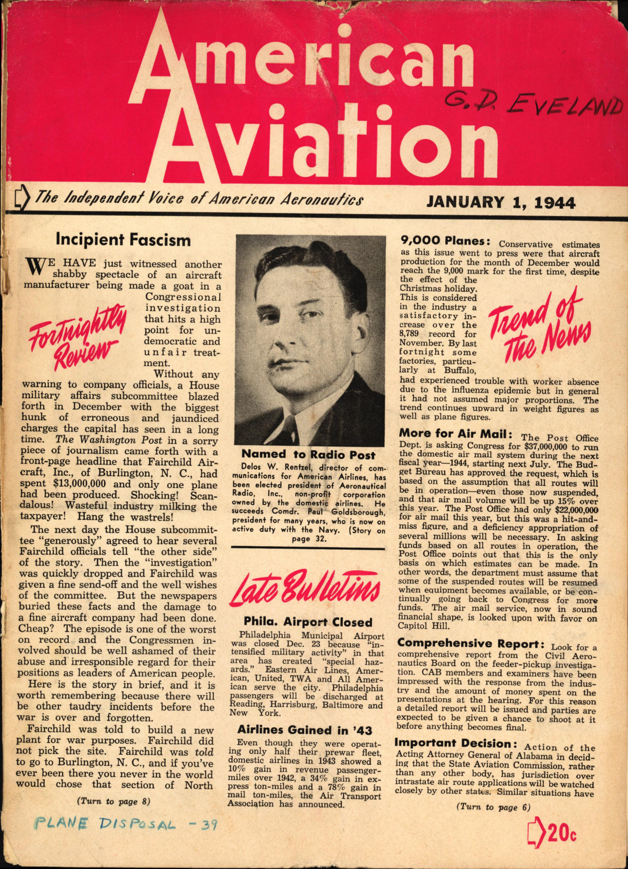 Sample page 1 from AirCorps Library document: American Aviation Magazine - Volume 7 - No. 15