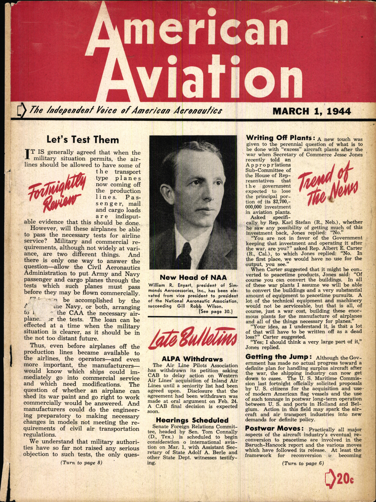 Sample page 1 from AirCorps Library document: American Aviation Magazine - Volume 7 - No. 19