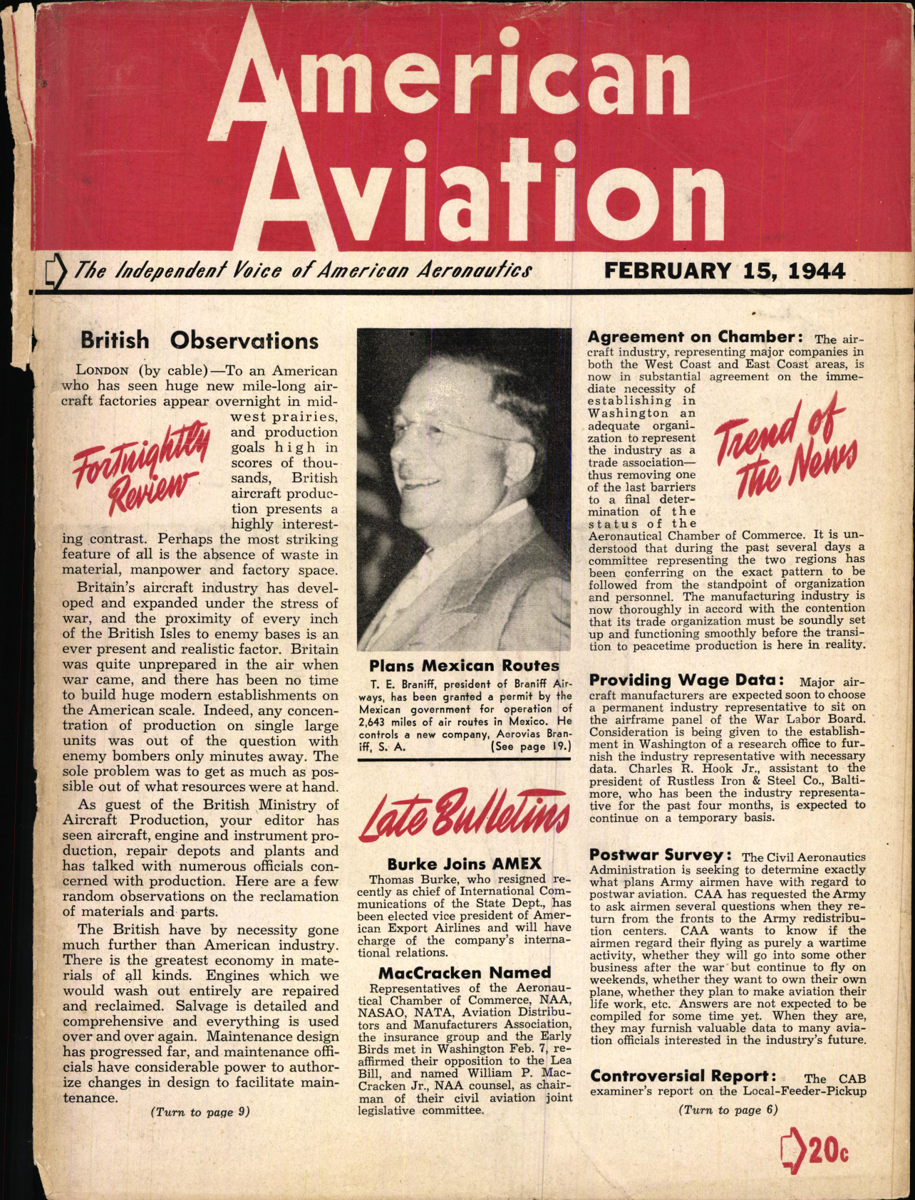 Sample page 1 from AirCorps Library document: American Aviation Magazine - Volume 7 - No. 18