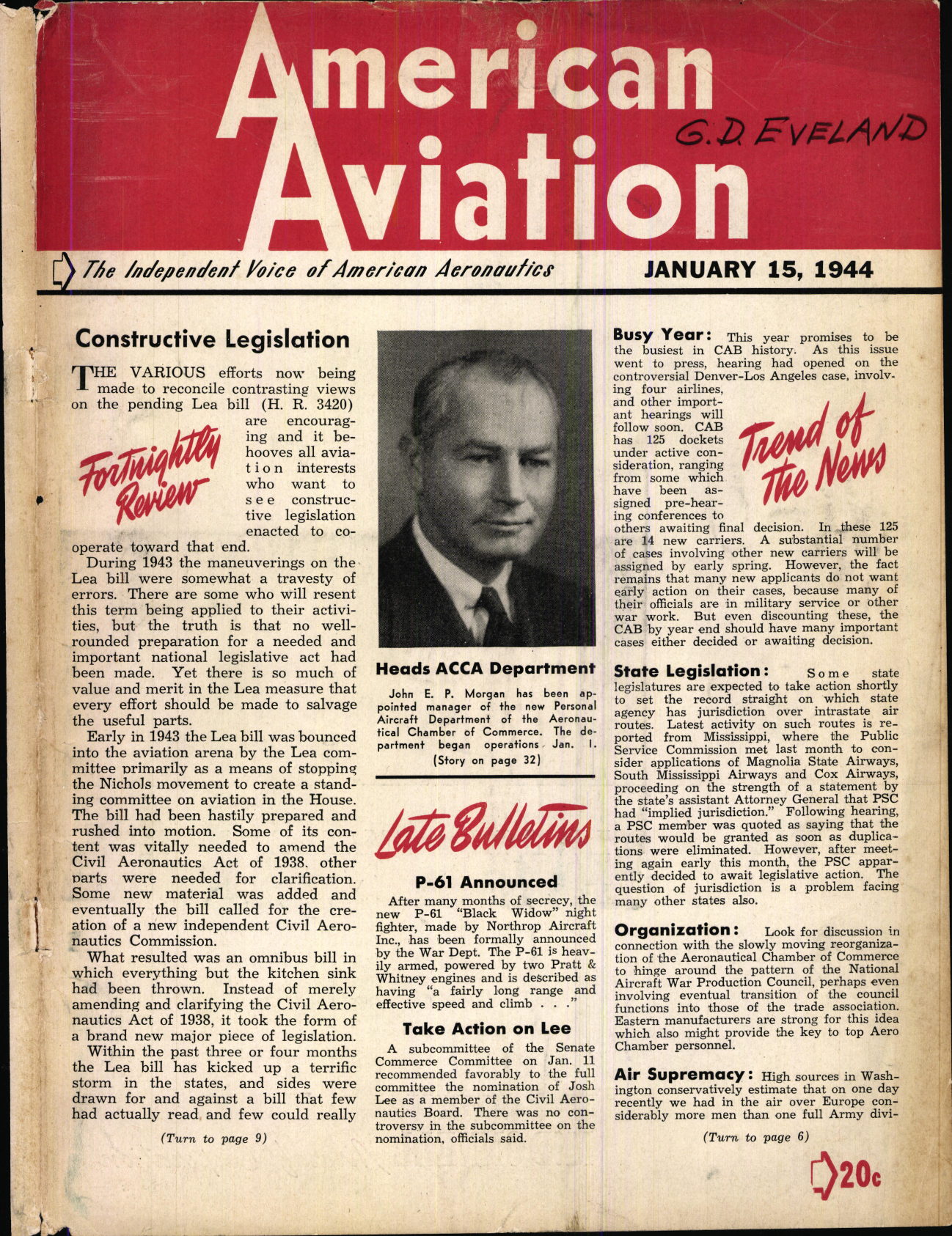Sample page 1 from AirCorps Library document: American Aviation Magazine - Volume 7 - No. 16
