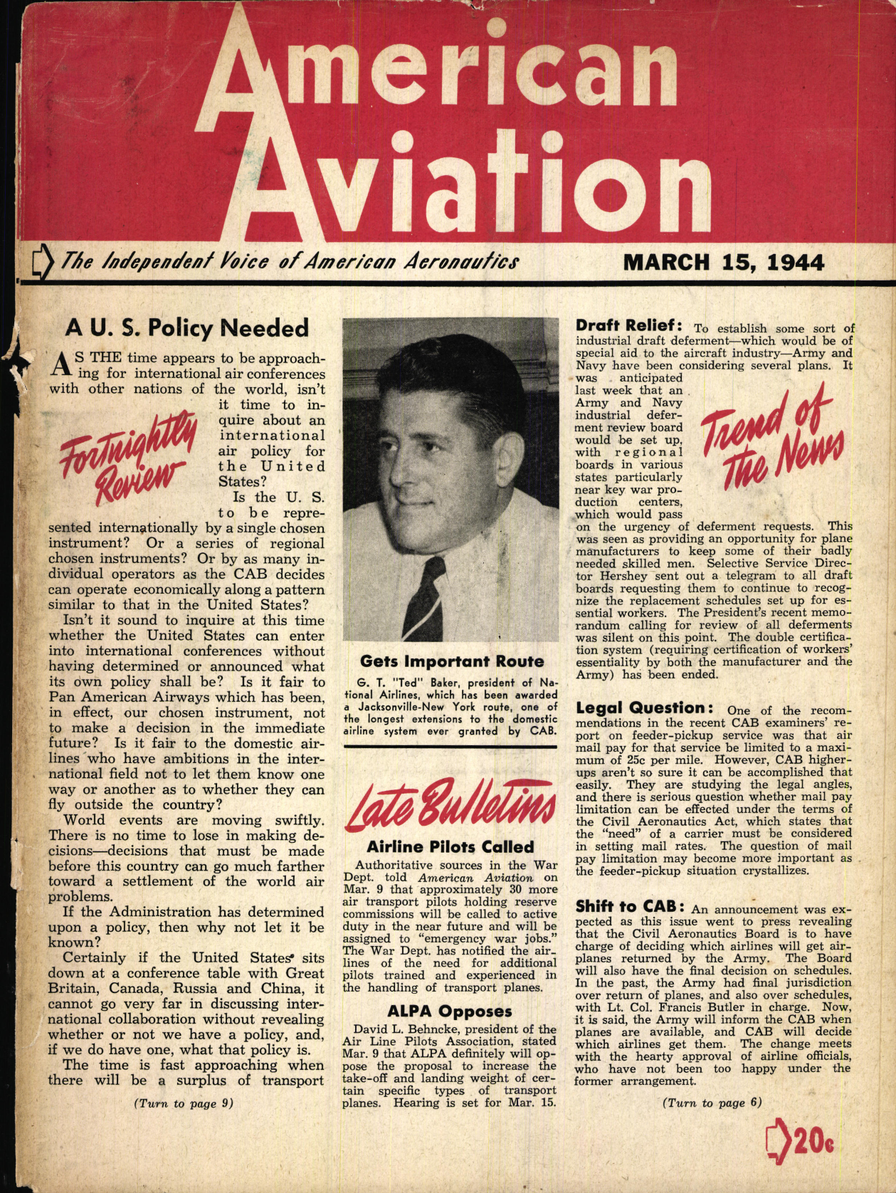 Sample page 1 from AirCorps Library document: American Aviation Magazine - Volume 7 - No. 20