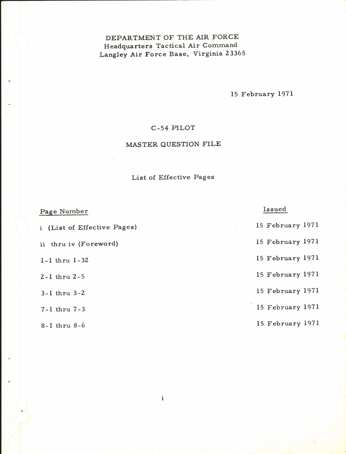 Sample page 5 from AirCorps Library document: C-54 Pilot Master Question File
