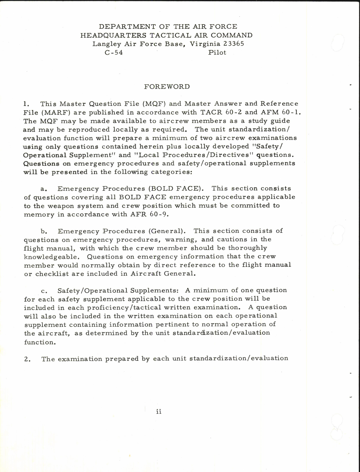Sample page 6 from AirCorps Library document: C-54 Pilot Master Question File