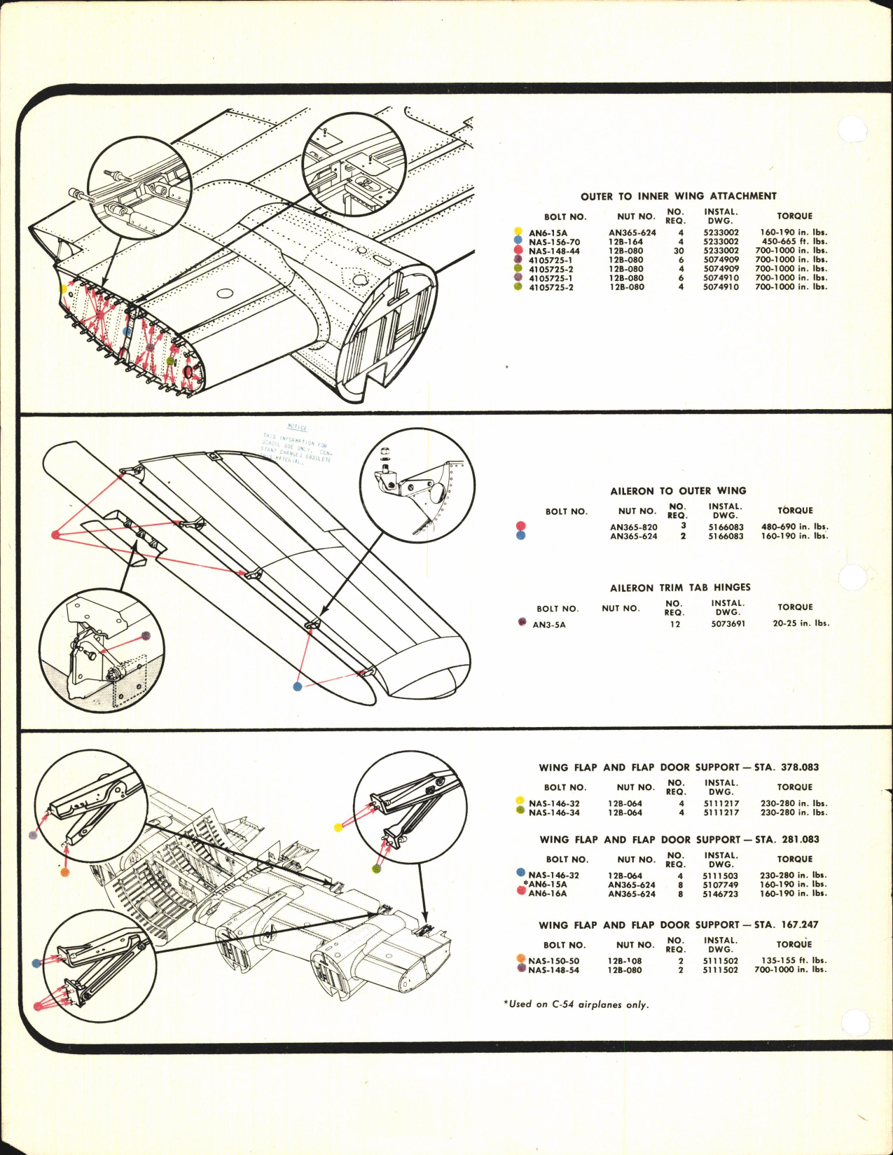 Sample page 6 from AirCorps Library document: C-54, C-54A, and C-54B Torque Values