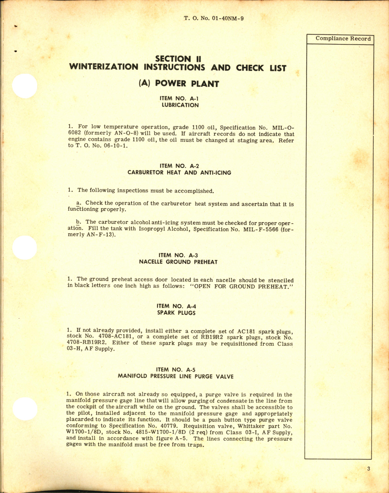 Sample page 5 from AirCorps Library document: Winterization Instructions and Check List for C-54D, E, and G Aircraft