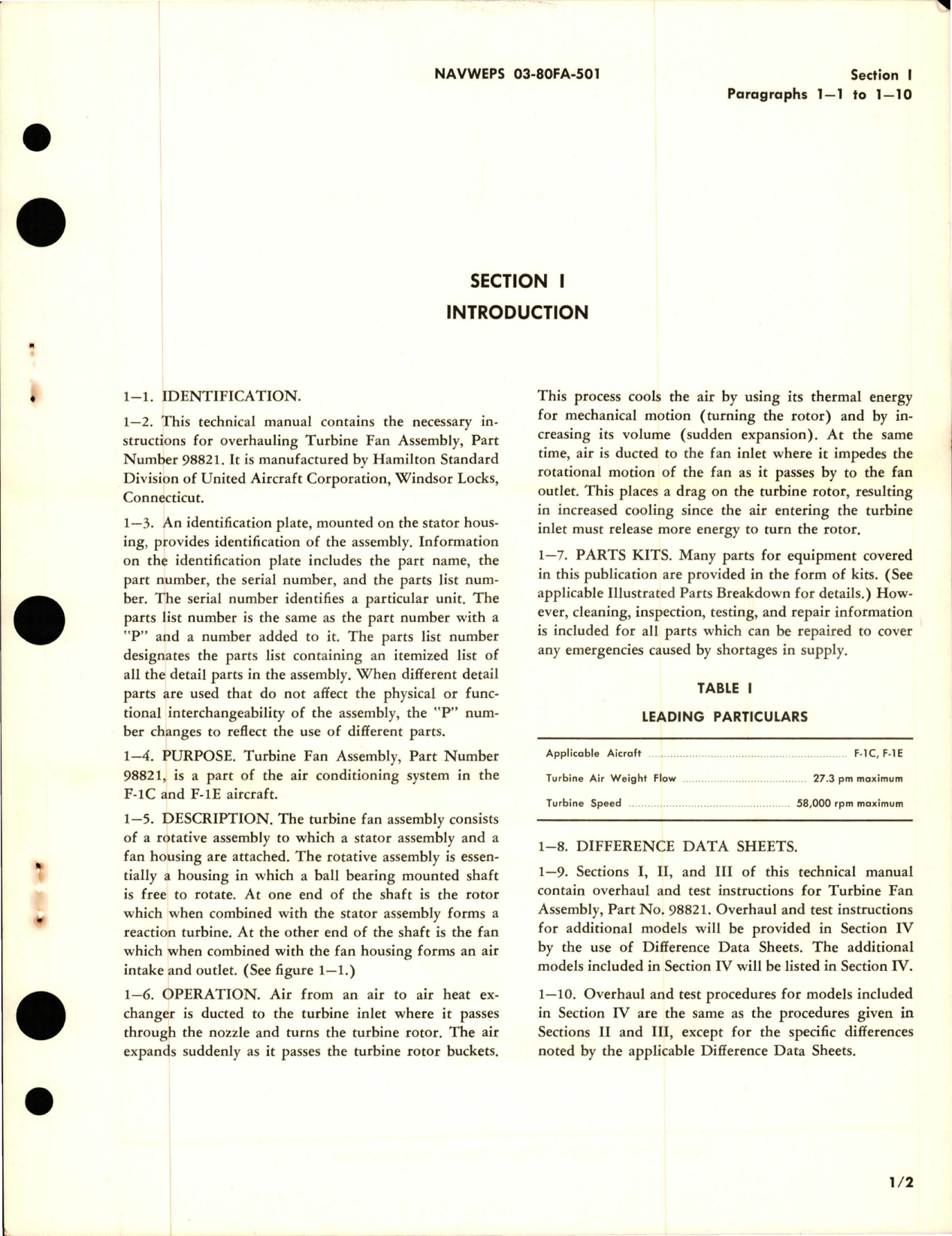 Sample page 5 from AirCorps Library document: Overhaul Instructions for Turbine Fan Assembly - Part 98821