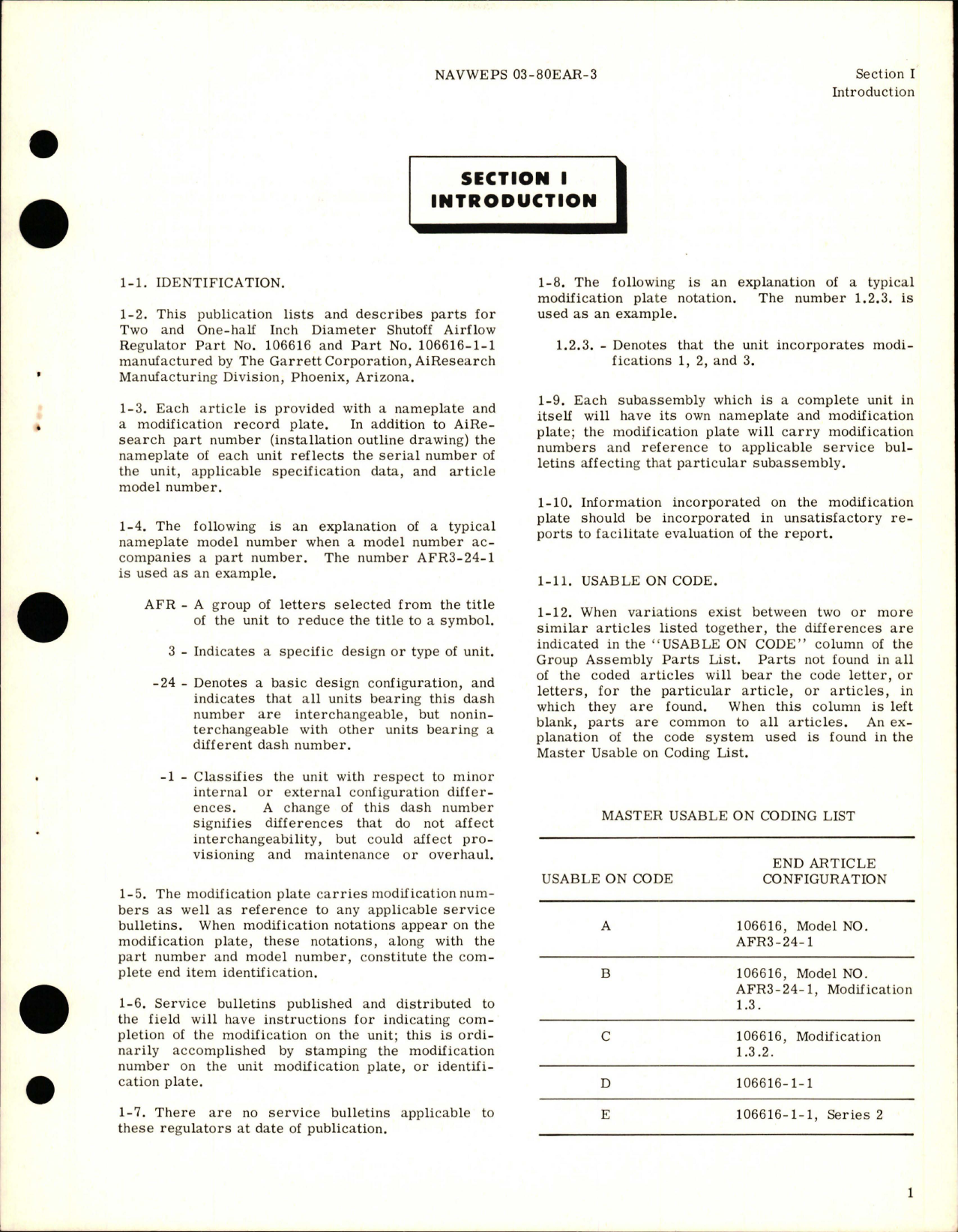 Sample page 5 from AirCorps Library document: Illustrated Parts for Two and One-Half Inch Diameter Shutoff Airflow Regulator - Part 106616 and 106616-1-1