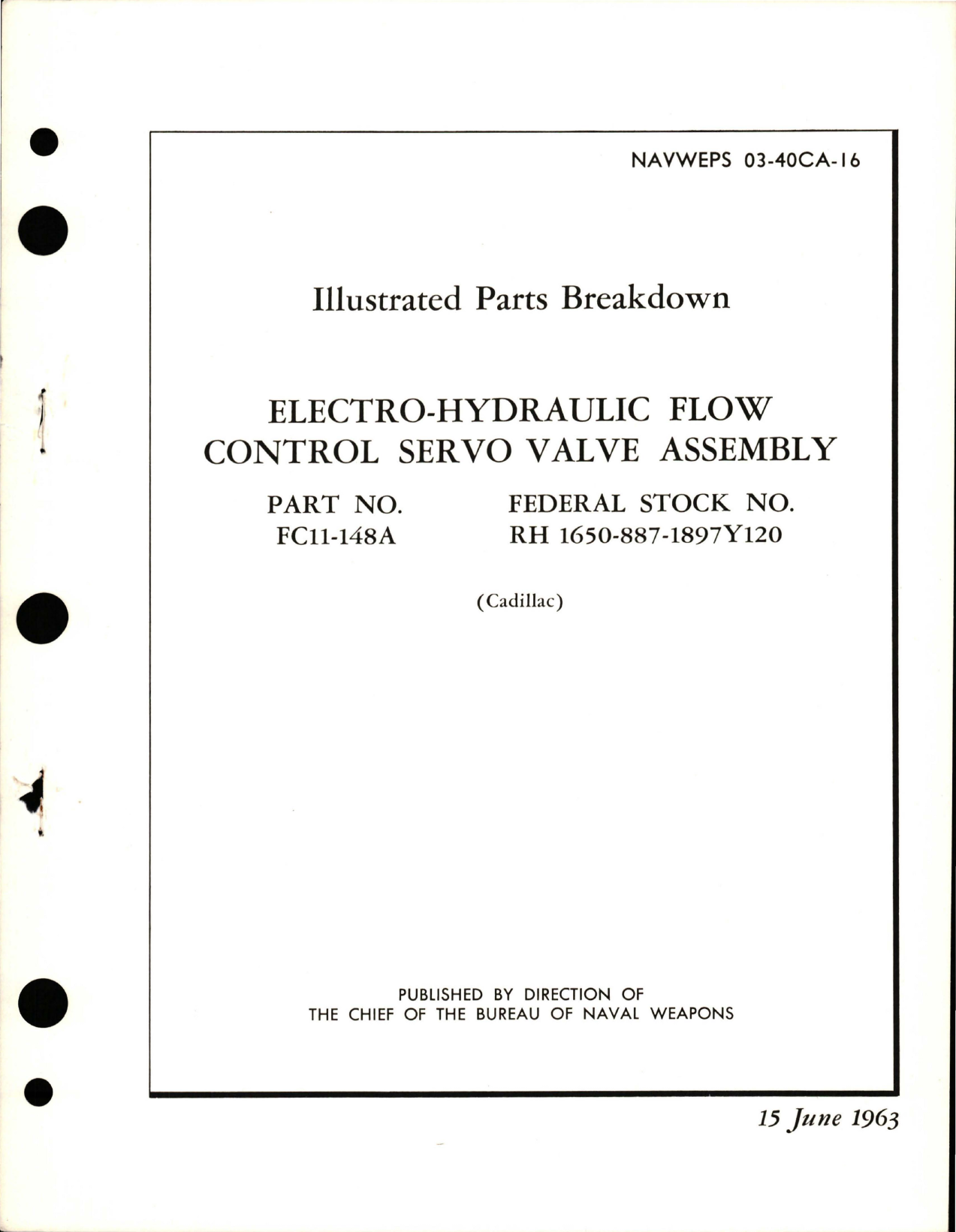 Sample page 1 from AirCorps Library document: Illustrated Parts Breakdown for Electro-Hydraulic Flow Control Servo Valve Assembly - Part FC11-148A