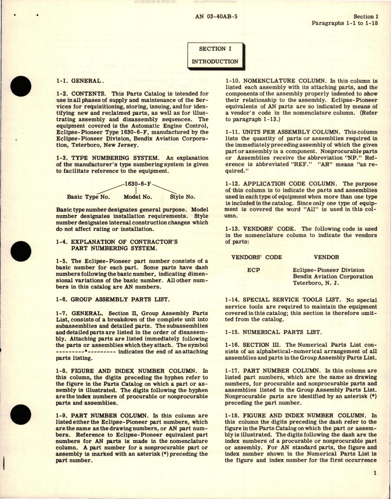 Sample page 5 from AirCorps Library document: Parts Catalog for Automatic Engine Controls (Manifold Pressure Regulators) - Model 1630-6-F