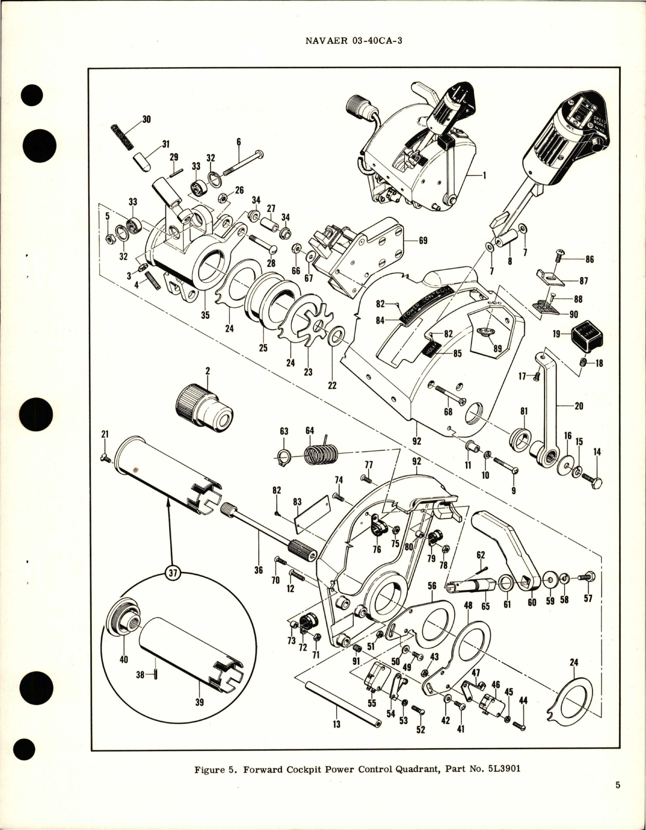 Sample page 5 from AirCorps Library document: Overhaul Instructions with Parts Breakdown for Cockpit Power Control Quadrant - Parts 5L3901 and 5L3902