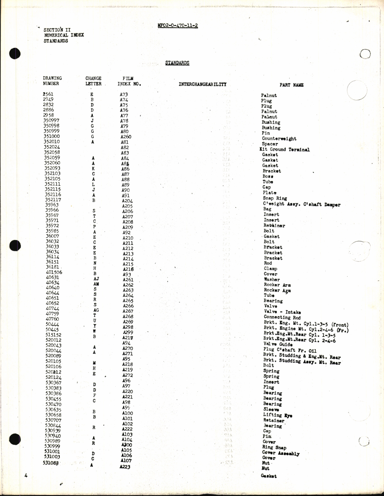Sample page 6 from AirCorps Library document: Index of Drawings on Microfilm 0-470-11 Series Engines