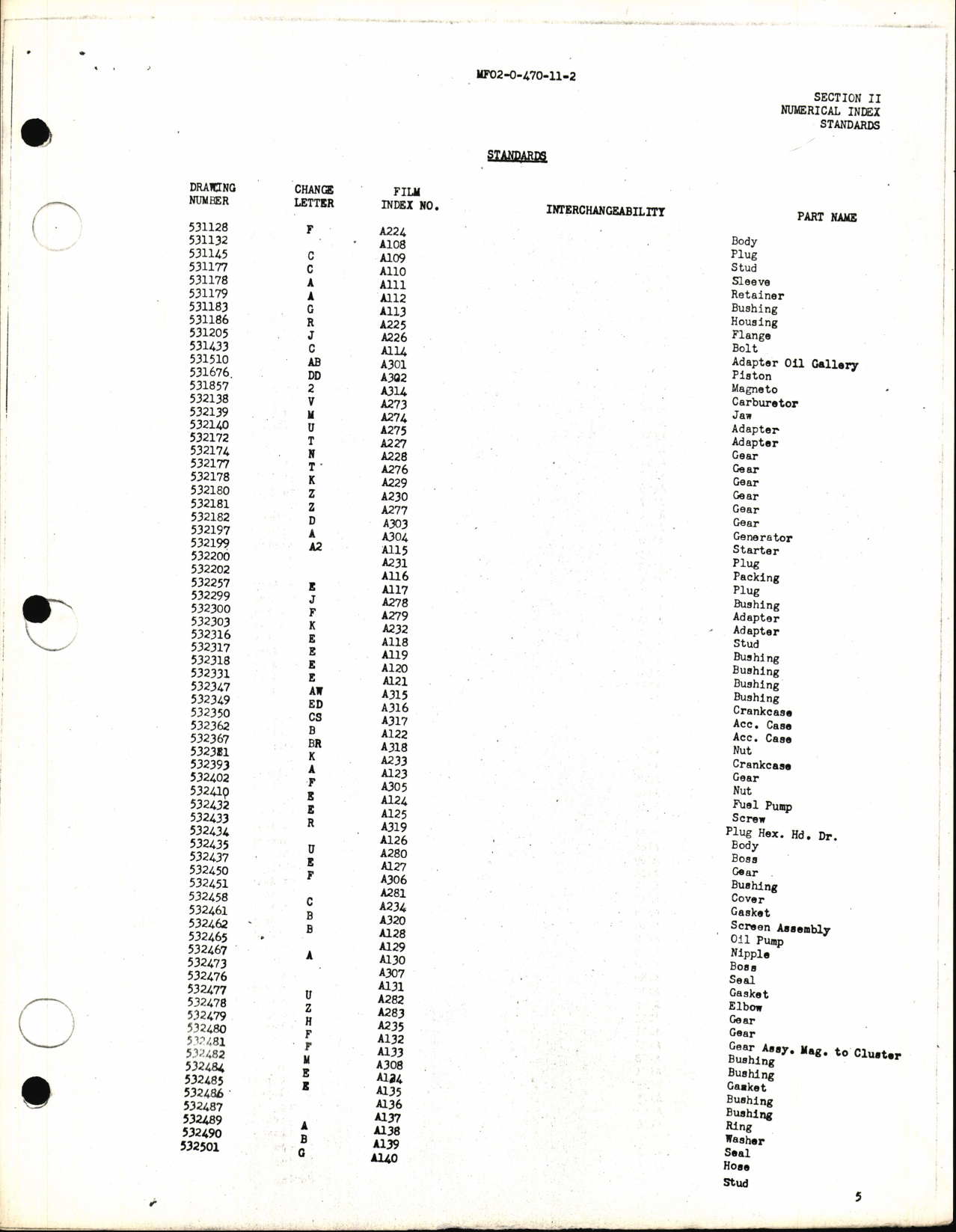 Sample page 7 from AirCorps Library document: Index of Drawings on Microfilm 0-470-11 Series Engines
