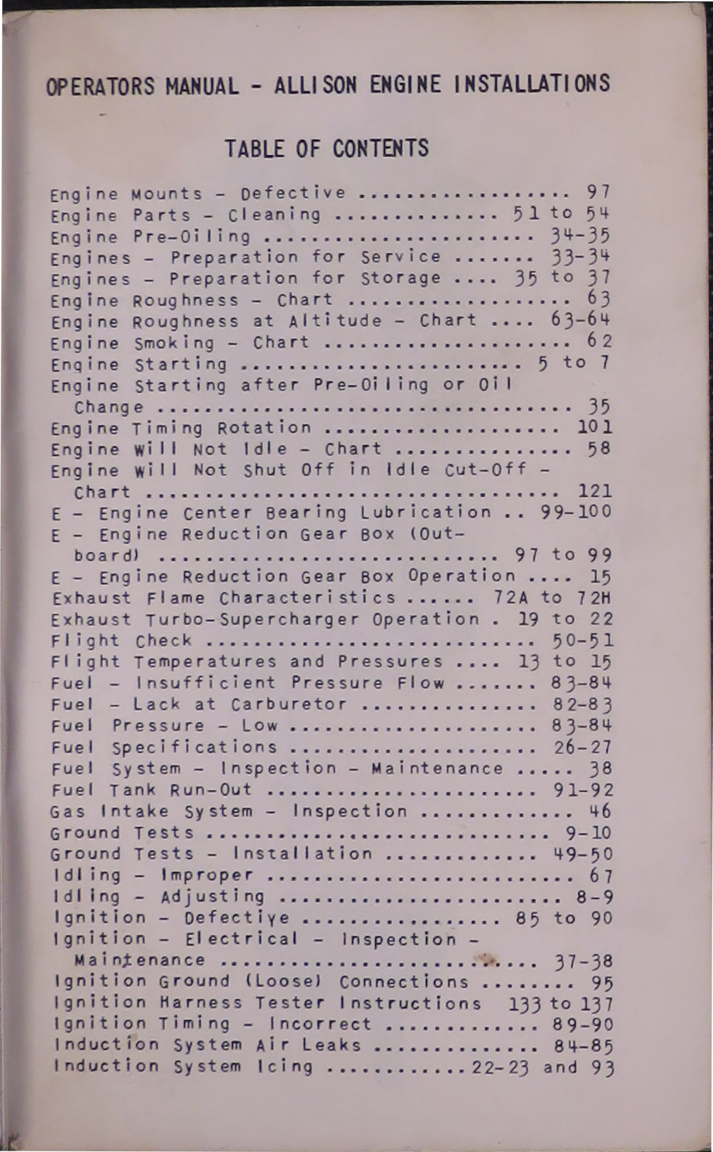 Sample page 7 from AirCorps Library document: Operators Manual for Allison Engine Installations