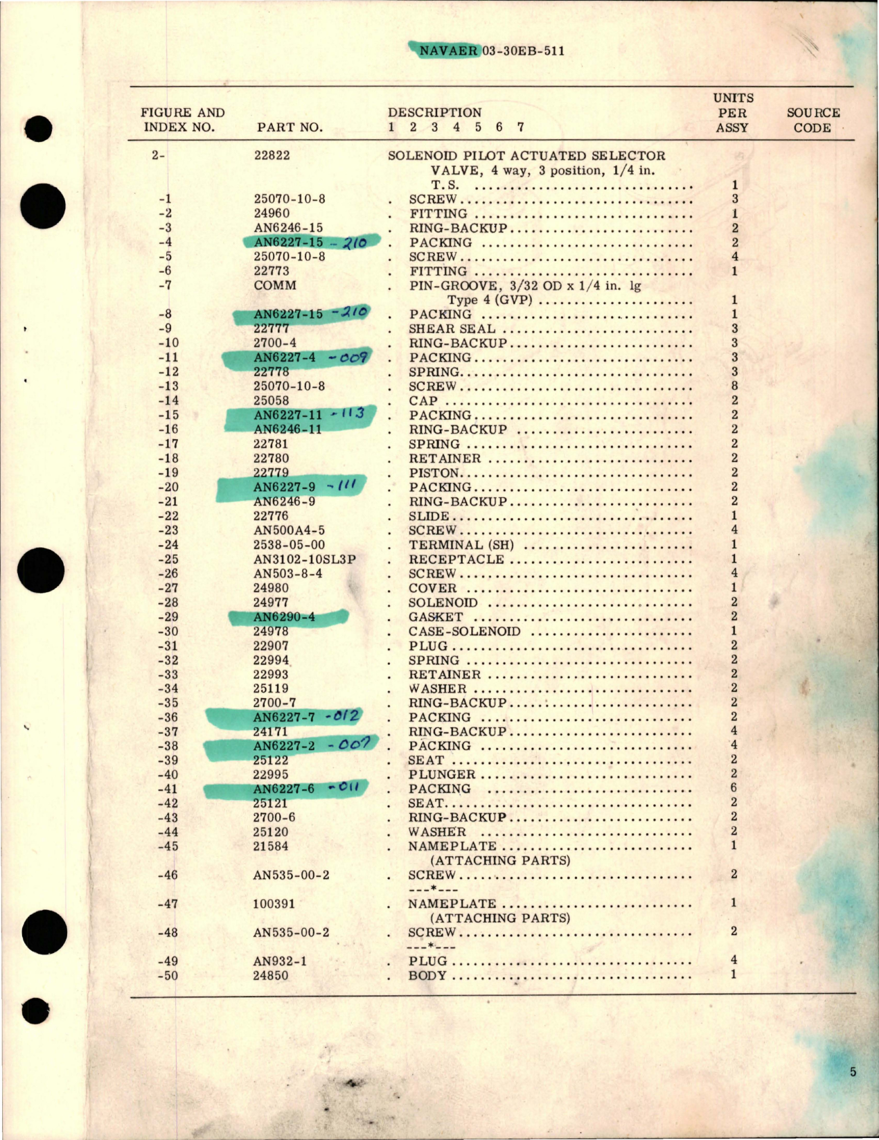 Sample page 5 from AirCorps Library document: Overhaul Instructions with Parts Breakdown for Solenoid Pilot Operated Selector Valve Assembly - Part 22822