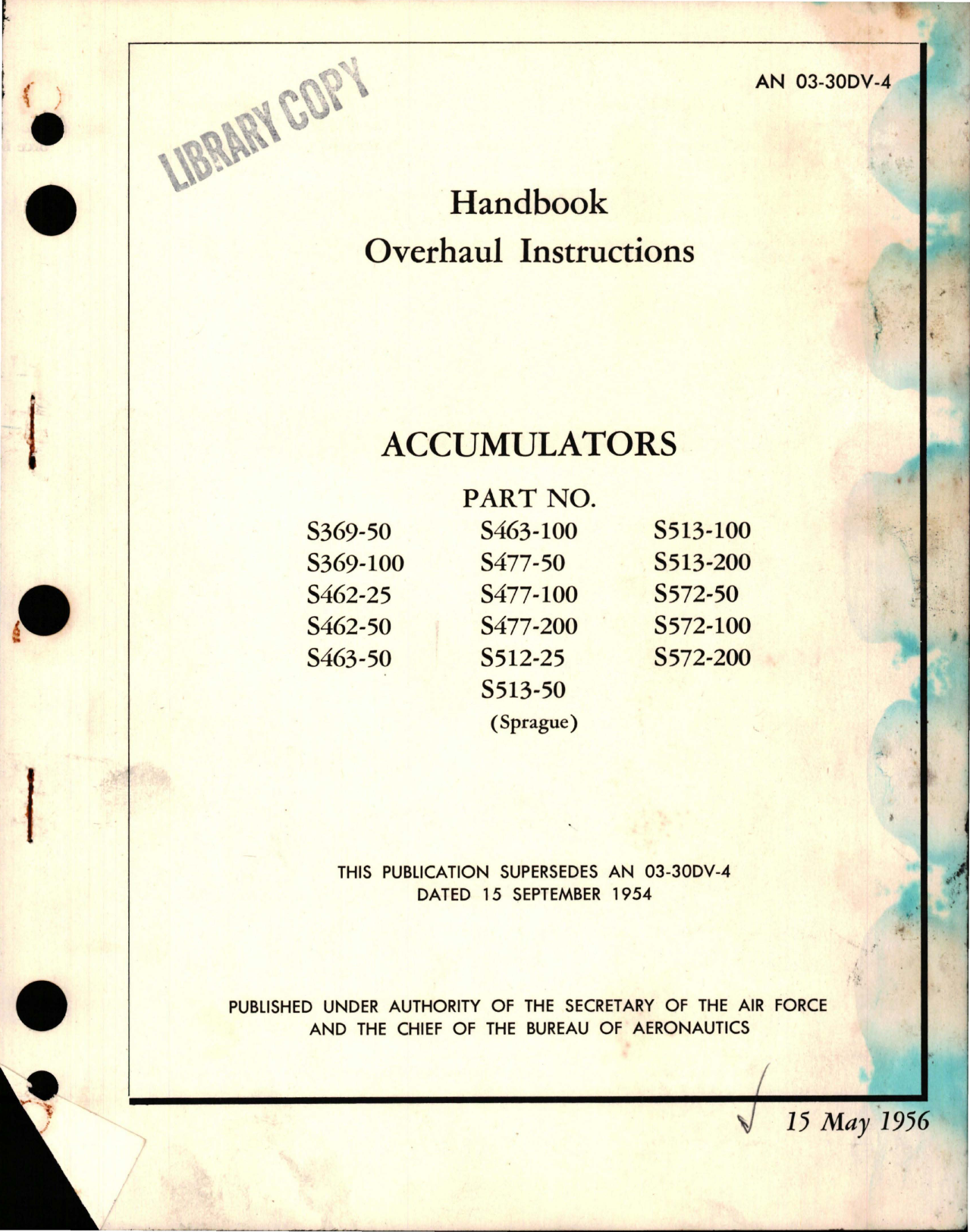 Sample page 1 from AirCorps Library document: Overhaul Instructions for Accumulators