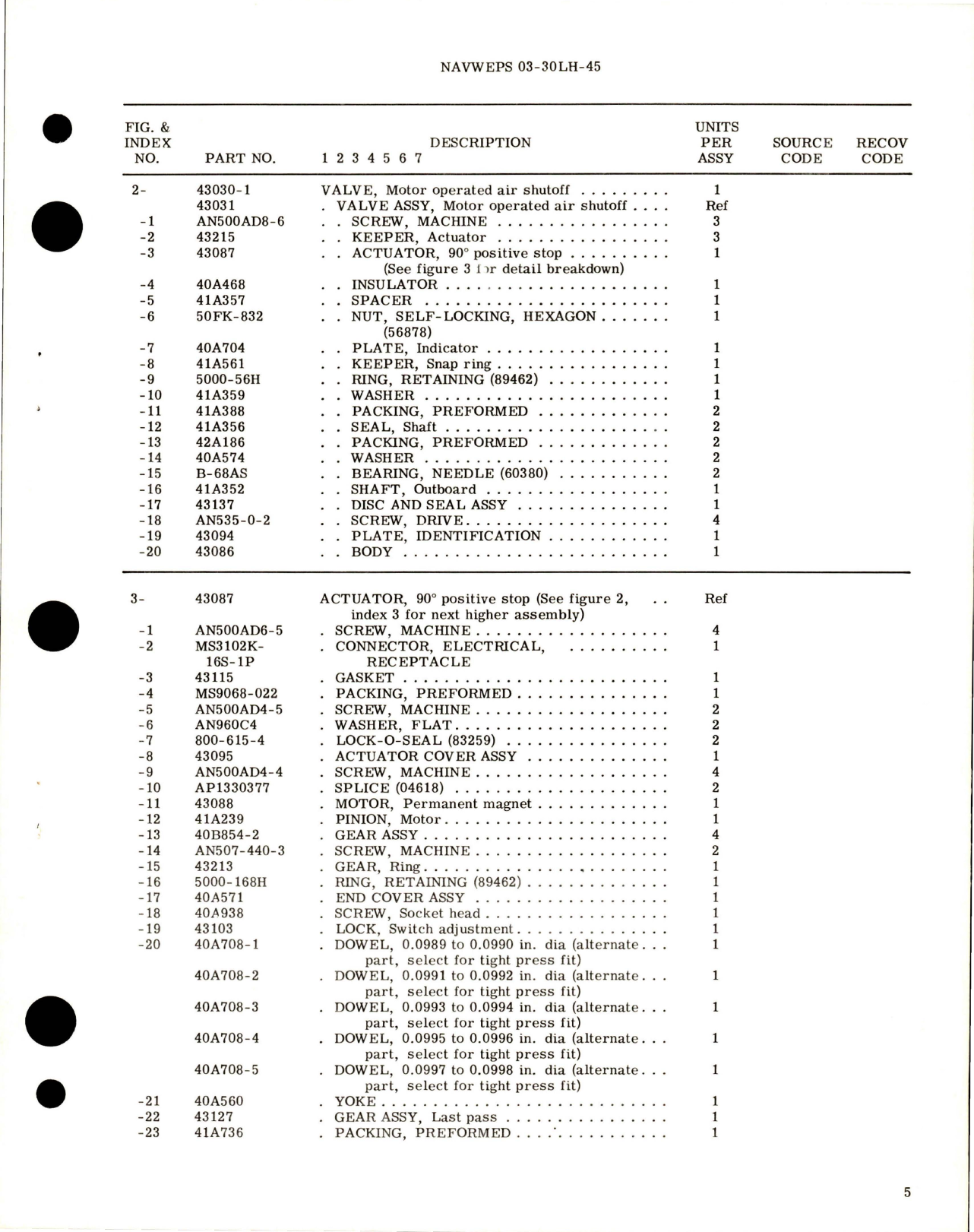 Sample page 5 from AirCorps Library document: Overhaul Instructions with Parts Breakdown for Motor Operated Air Shutoff Valve - Part 43030-1