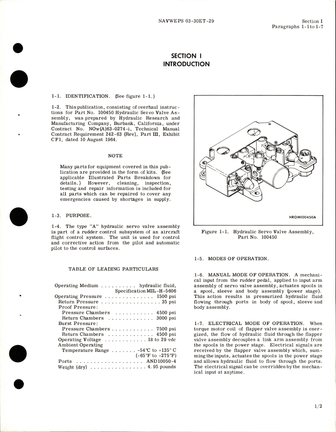 Sample page 5 from AirCorps Library document: Overhaul Instructions for Hydraulic Servo Valve Assembly - Part 100450 
