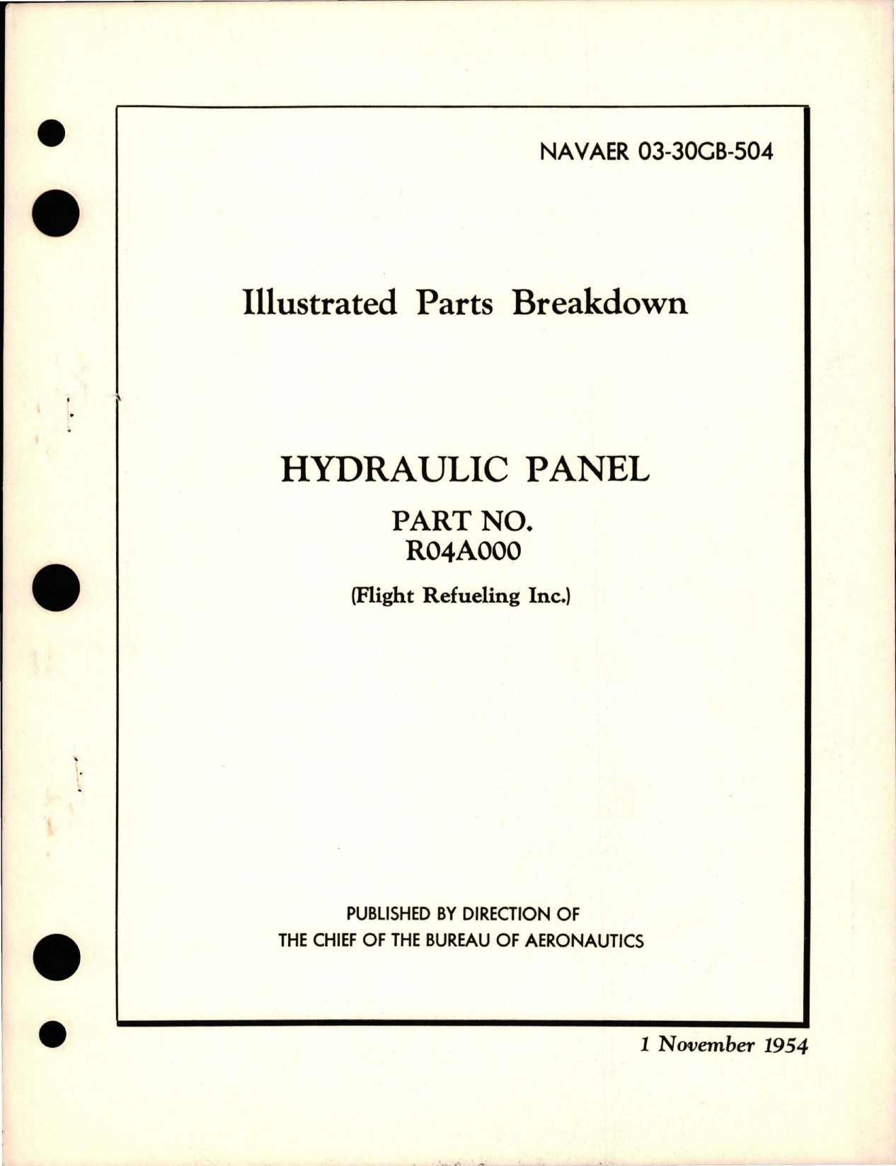 Sample page 1 from AirCorps Library document: Illustrated Parts Breakdown for Hydraulic Panel - Part R04A000